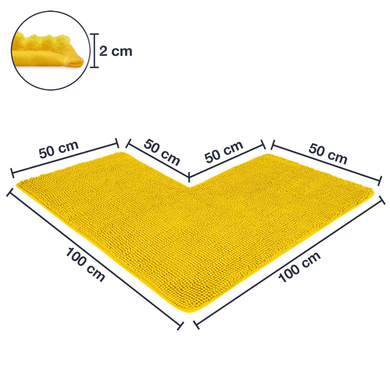 WOHNDIRECT Badematte – Eckform PARIS für Eckduschen