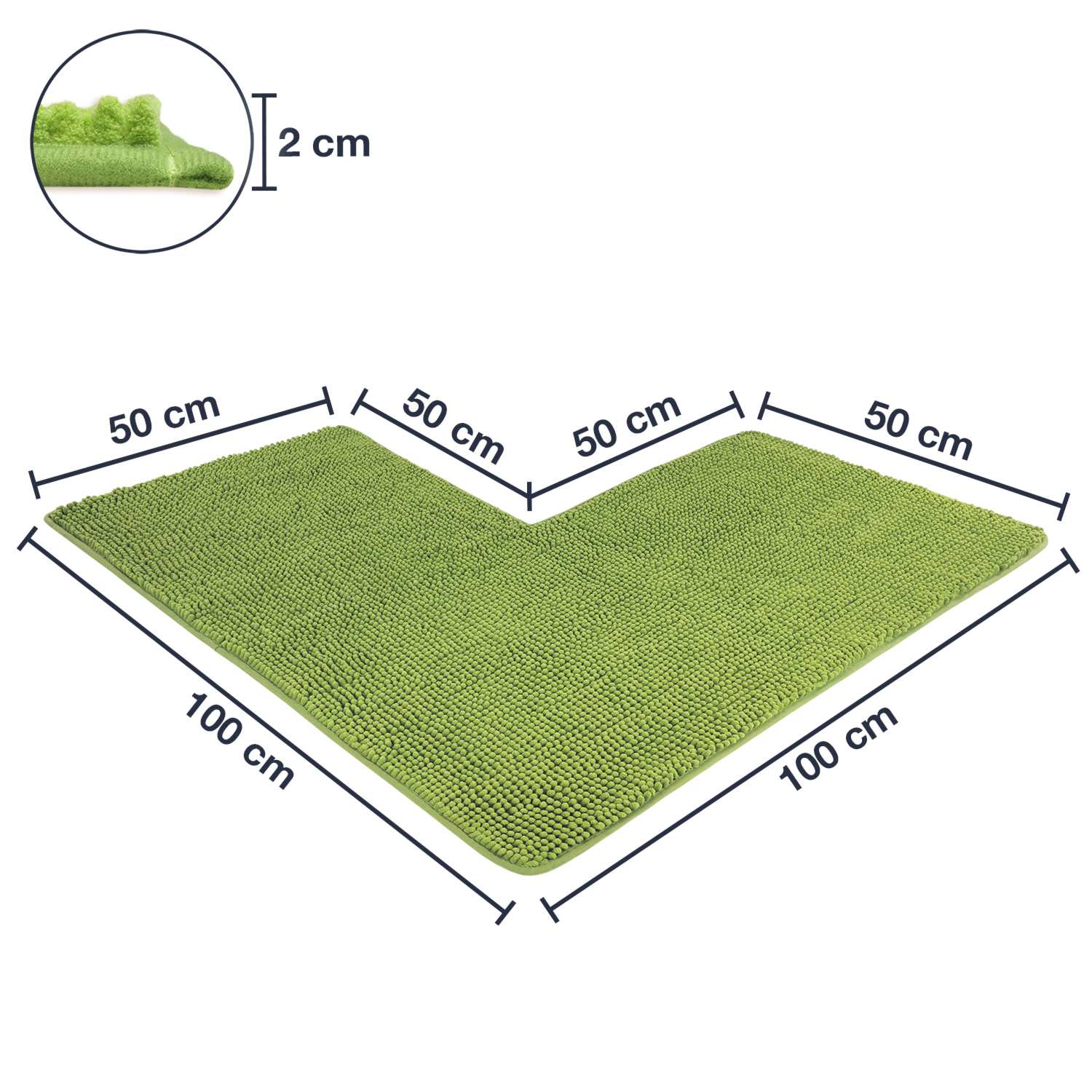 WOHNDIRECT Badematte – Eckform PARIS für Eckduschen
