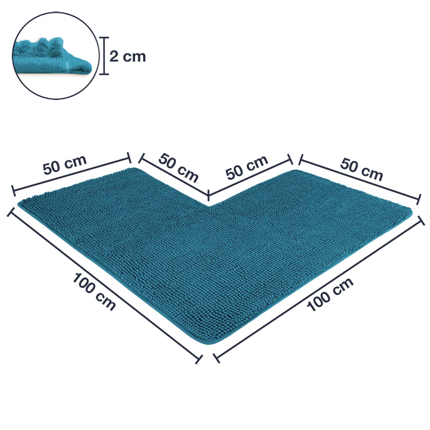 WOHNDIRECT Badematte – Eckform PARIS für Eckduschen
