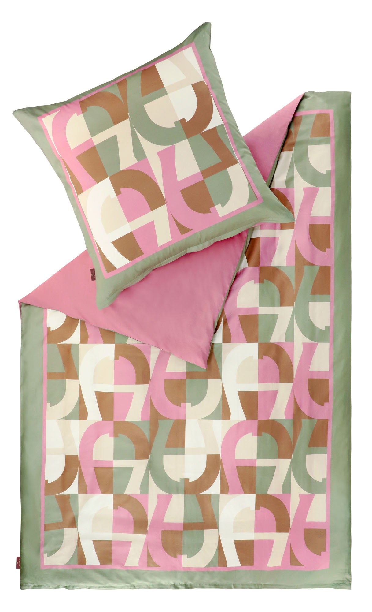 AIGNER Satin Bettwäsche mit Buchstaben Muster – Baumwolle, Reißverschluss