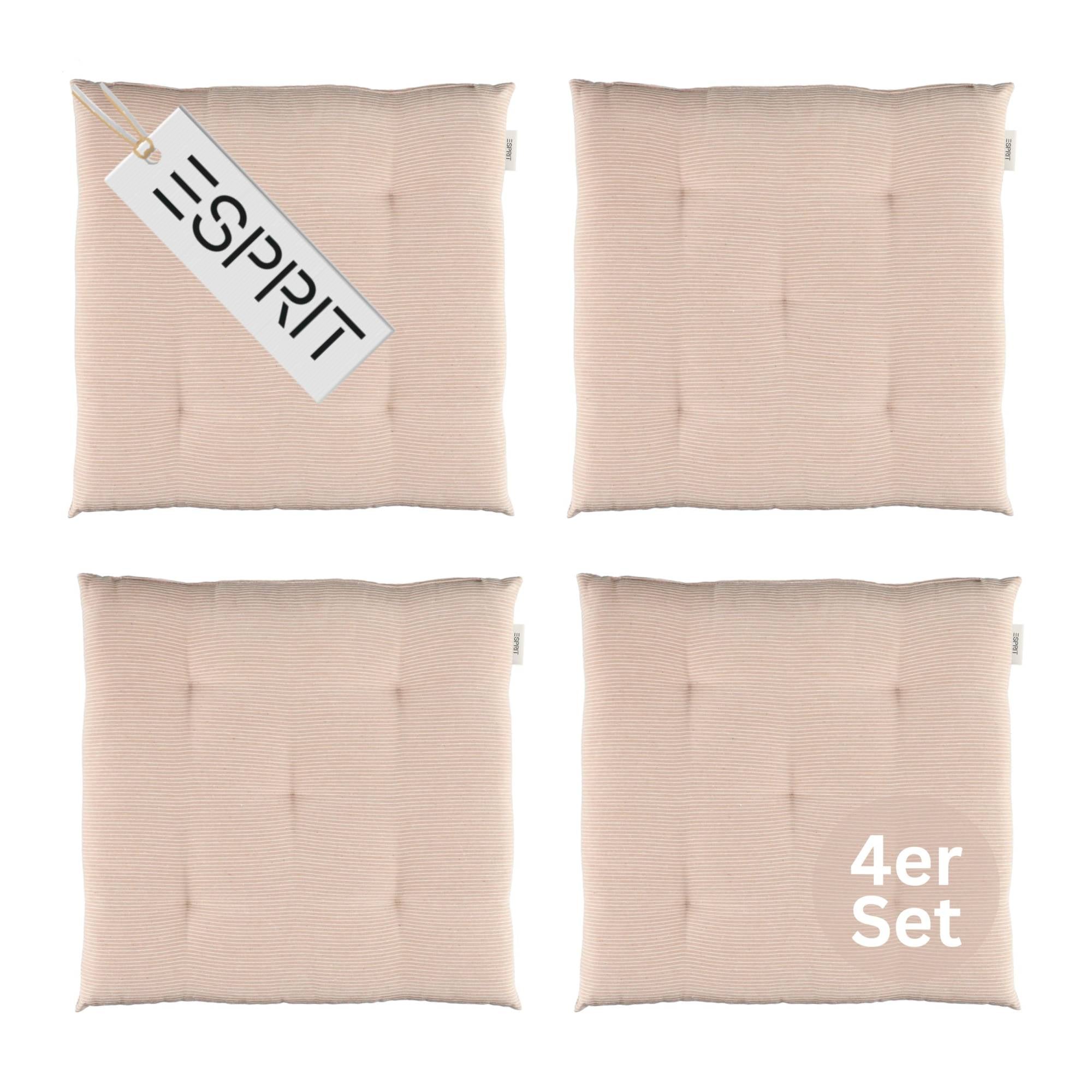 Esprit Stuhlkissen 40x40 cm, gewebt mit Stepppunkten & Nadelstreifen, pflegeleicht, waschbar 30°C, verschiedene Farben