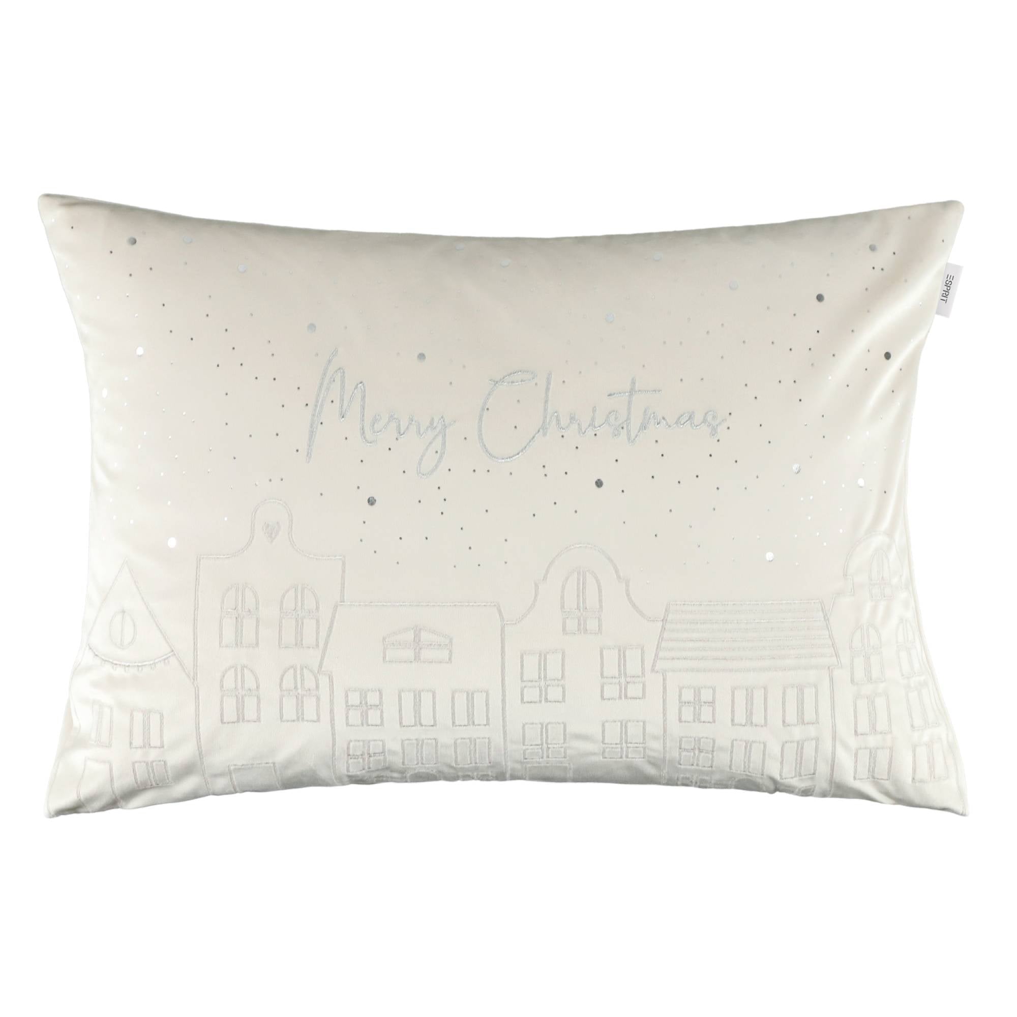 2er Set Kissenhüllen – Häuser 40x60 cm & Schneeflocke 38x38 cm – Gestickt, Winter Design