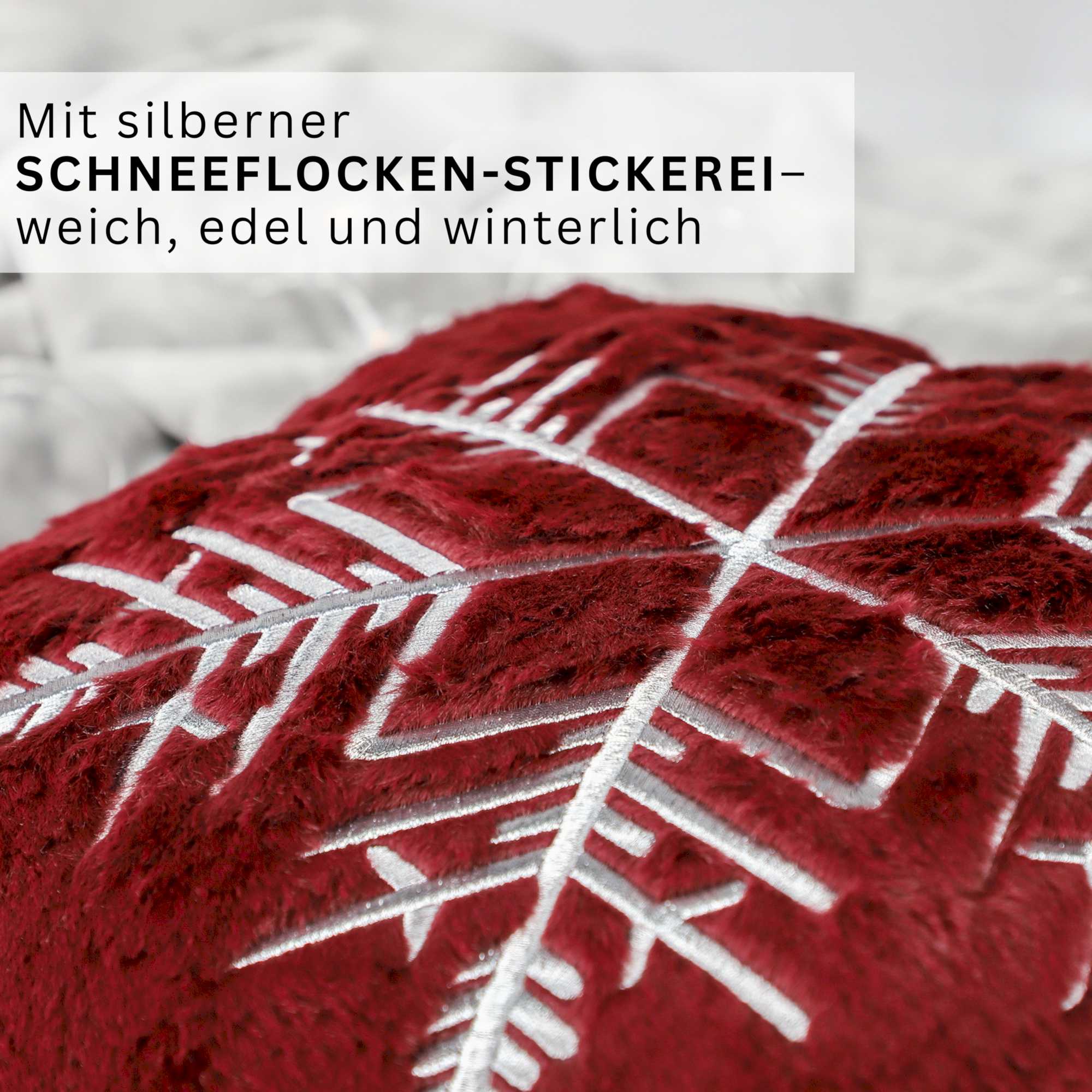 2er Set Kissenhüllen – Häuser 40x60 cm & Schneeflocke 38x38 cm – Gestickt, Winter Design