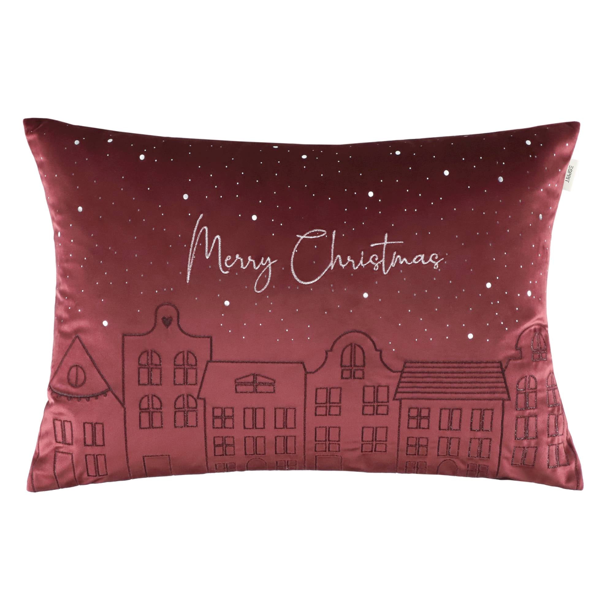 2er Set Kissenhüllen – Häuser 40x60 cm & Schneeflocke 38x38 cm – Gestickt, Winter Design