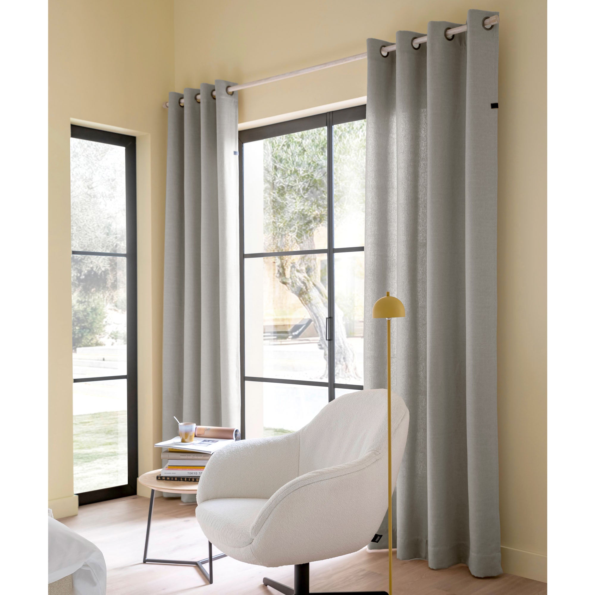 Schöner Wohnen Blickdichter Vorhang in Leinenoptik mit Ösen 140x250cm