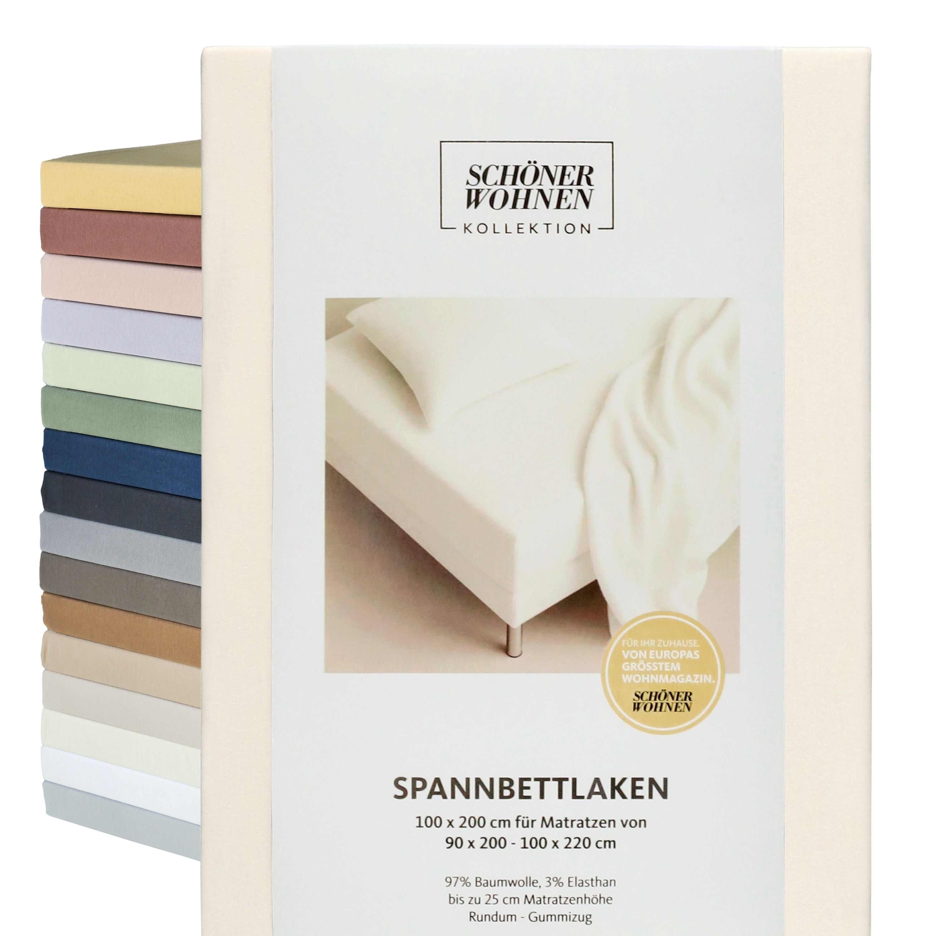 SCHÖNER WOHNEN Spannbettlaken, Spannbetttuch, 100x200cm, 150x200cm, 200x200cm, Jersey-Elasthan