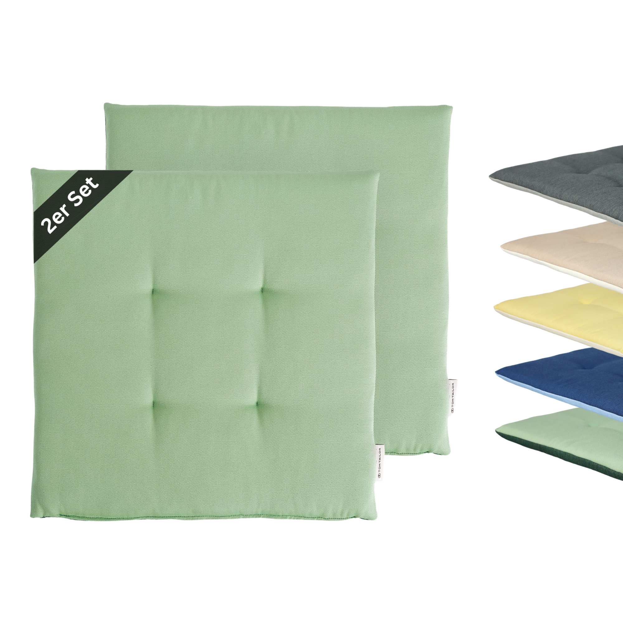 TOM TAILOR Sitzkissen 2er Set - weicher Baumwoll-Mix - 40x40cm