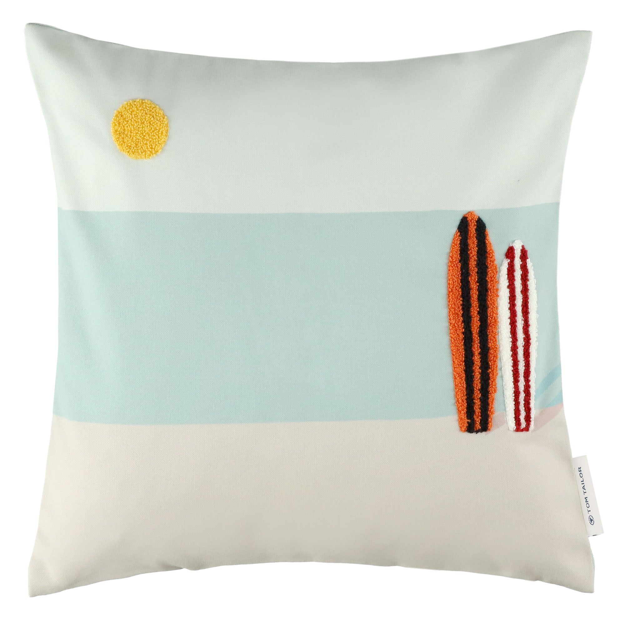 Tom Tailor Zierkissenhülle gewebt – Fröhliche Sommermotive, Streifen & maritime Prints, dekorative Stickereien, pflegeleichter Materialmix