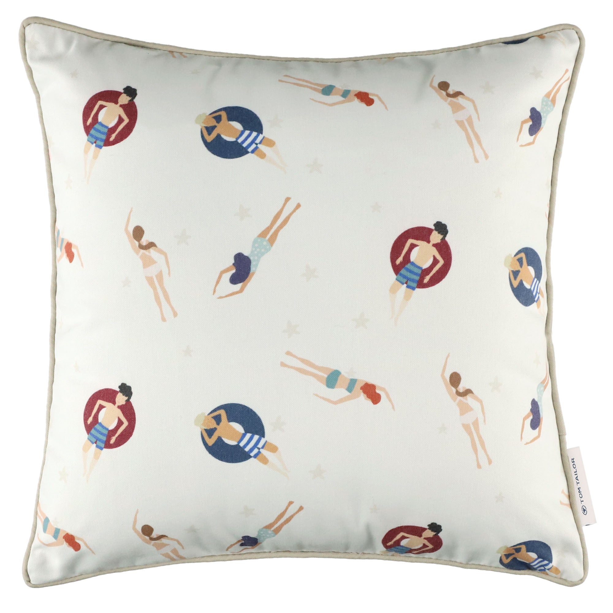 Tom Tailor Zierkissenhülle gewebt – Fröhliche Sommermotive, Streifen & maritime Prints, dekorative Stickereien, pflegeleichter Materialmix