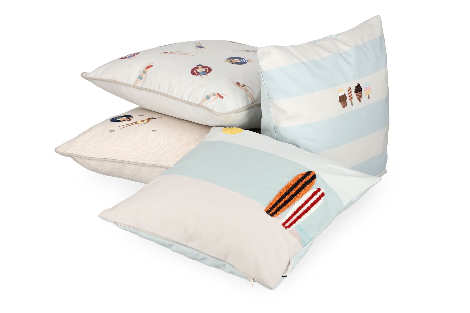 Tom Tailor Zierkissenhülle gewebt – Fröhliche Sommermotive, Streifen & maritime Prints, dekorative Stickereien, pflegeleichter Materialmix