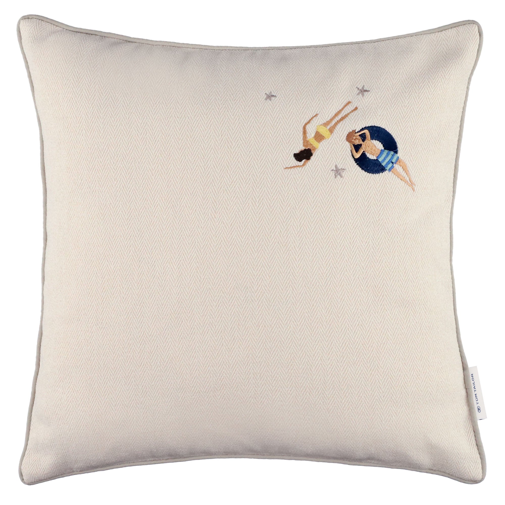 Tom Tailor Zierkissenhülle gewebt – Fröhliche Sommermotive, Streifen & maritime Prints, dekorative Stickereien, pflegeleichter Materialmix