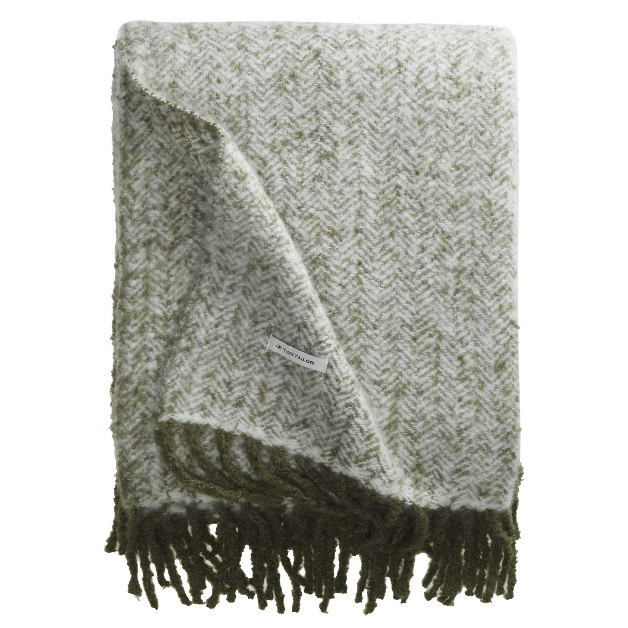 TOM TAILOR Kuscheldecke - Fischgrätenmuster mit Fransen 130x170cm