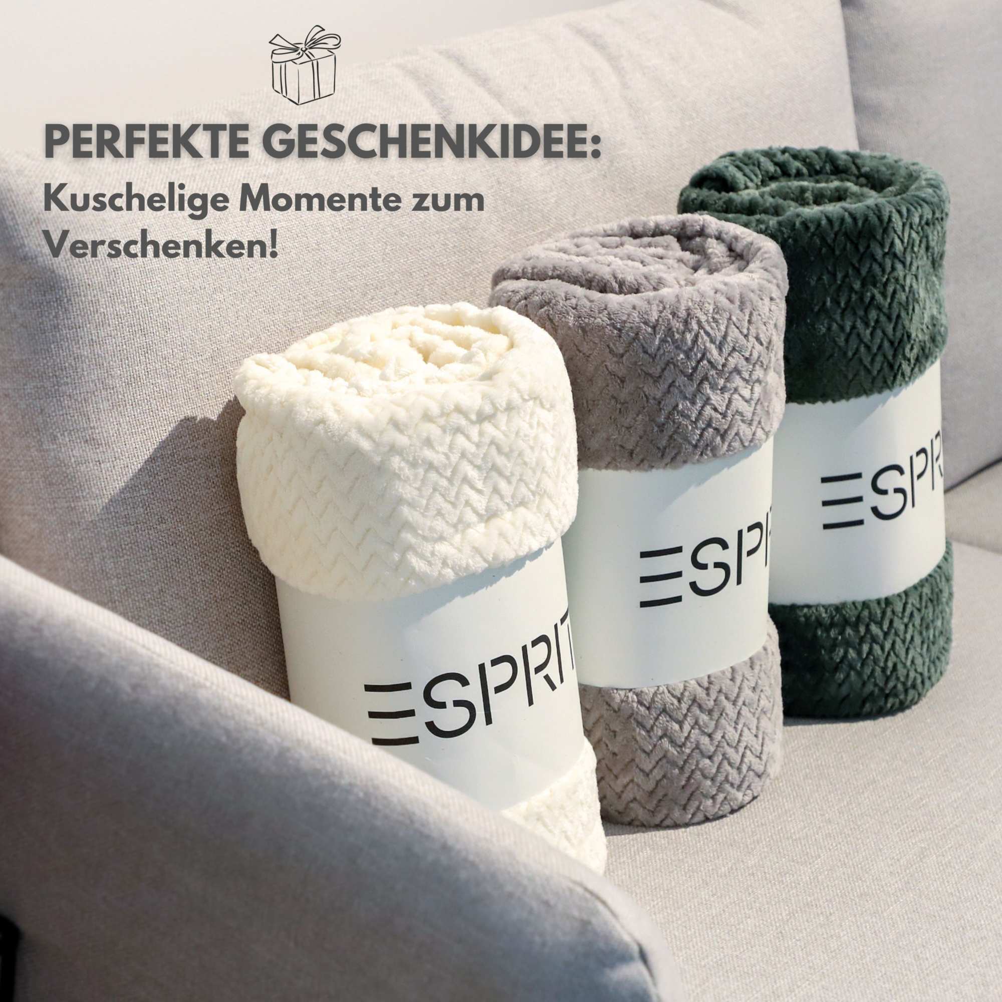 Set aus Kuscheldecke & Kissenhülle in Fleece, 140x190cm + 45x45cm - WohnDirect.com - Heimtextilien für stilvolles Wohnambiente