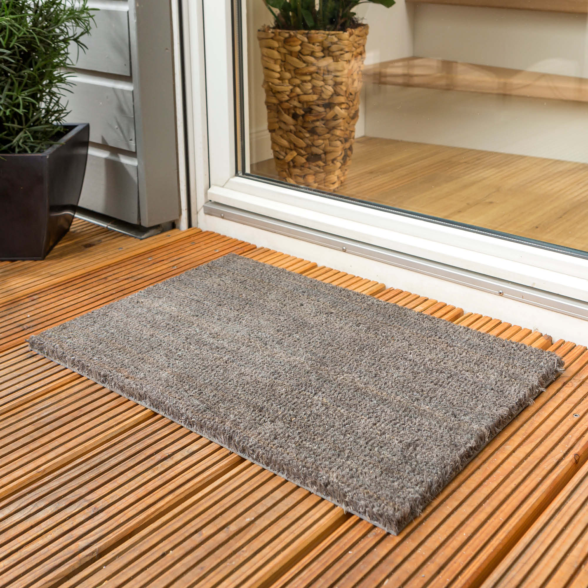 Fußmatte KEIRA grau 2er Set – Kokosvelours 100% Naturfaser