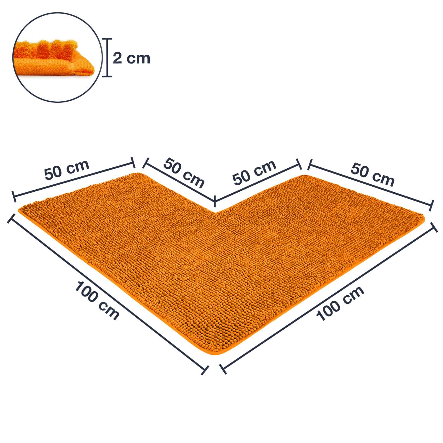 WOHNDIRECT Badematte – Eckform PARIS für Eckduschen