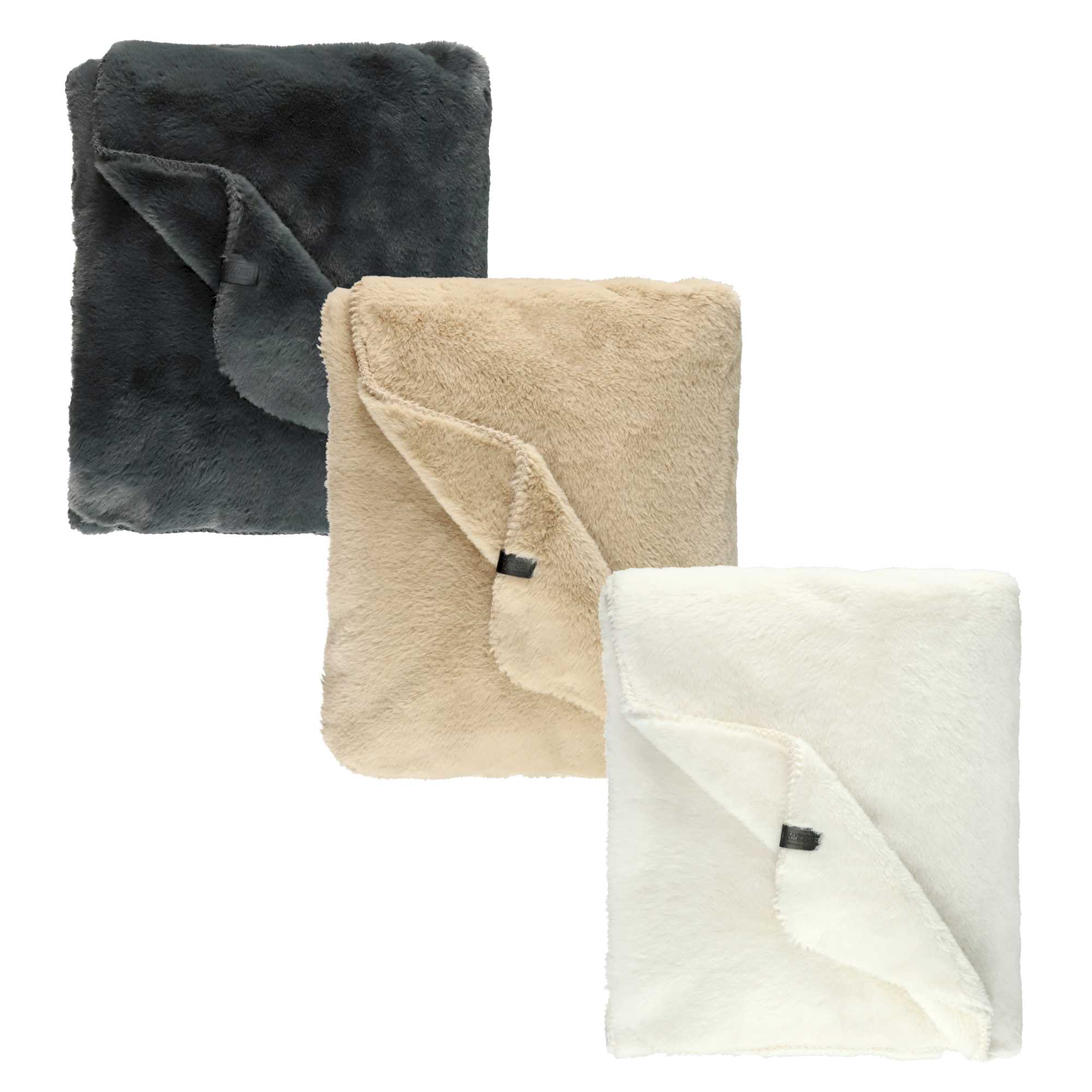 Schöner Wohnen Wohndecke Kunstfell 130x170 cm, Kuscheldecke, einfarbig, Anthrazit, Beige, Offwhite, passende Kissenhüllen