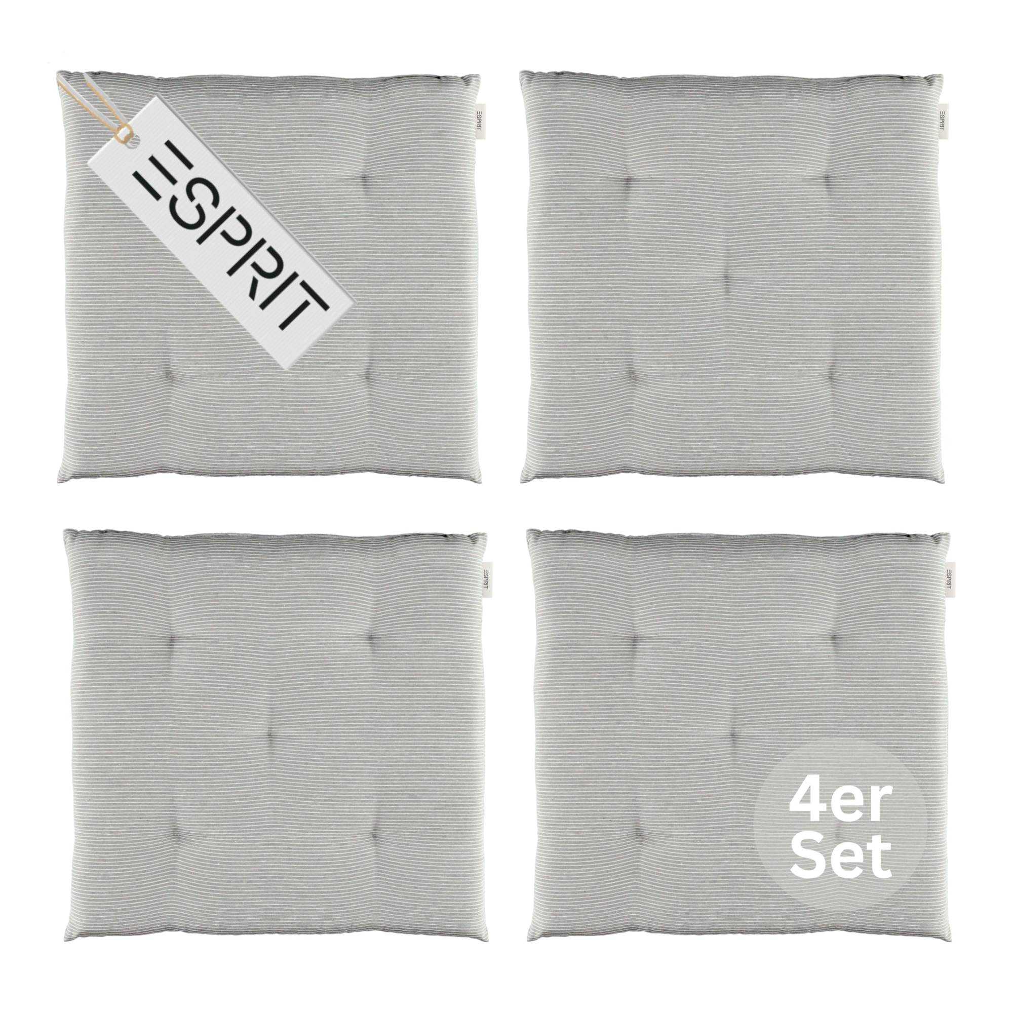 Esprit Stuhlkissen 40x40 cm, gewebt mit Stepppunkten & Nadelstreifen, pflegeleicht, waschbar 30°C, verschiedene Farben
