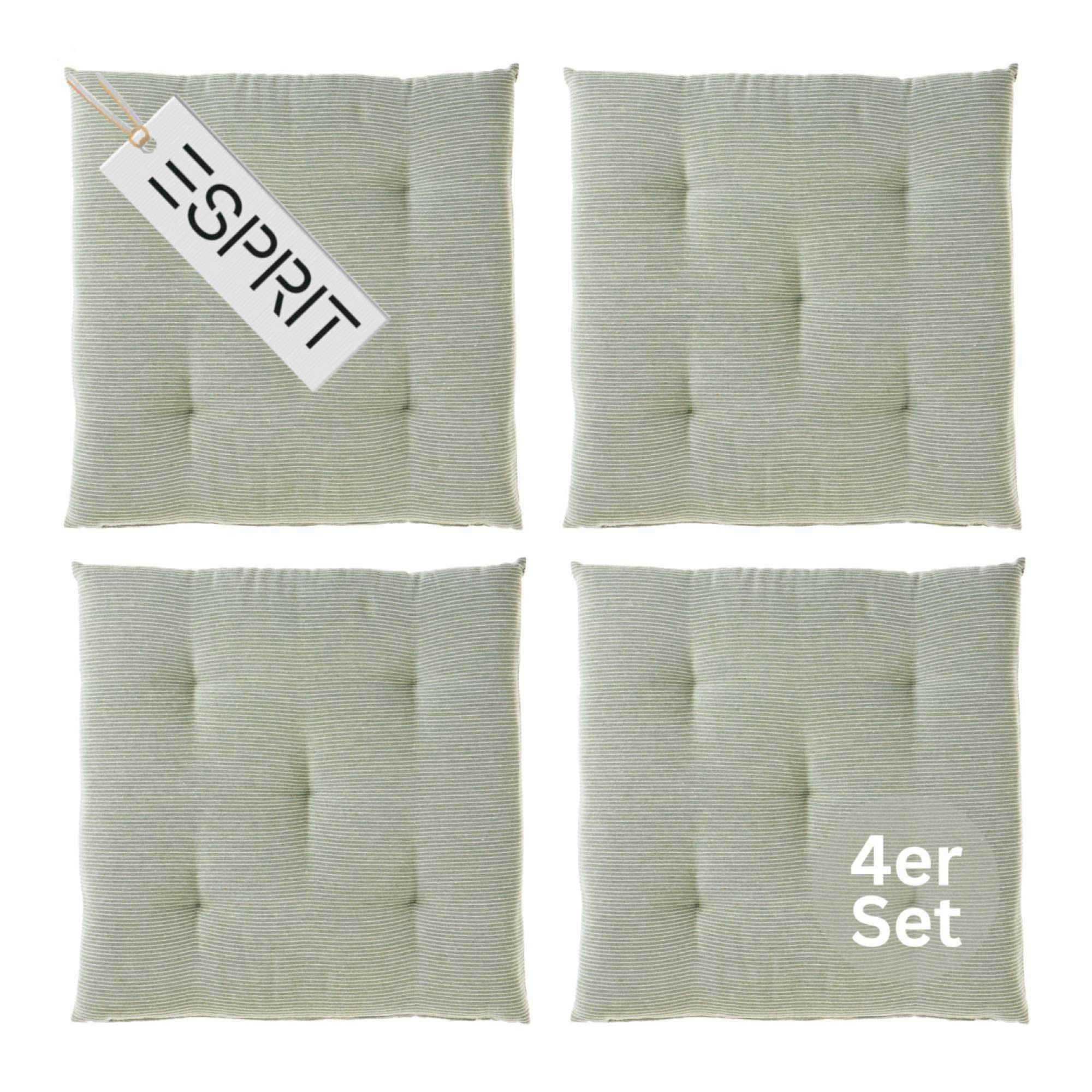 Esprit Stuhlkissen 40x40 cm, gewebt mit Stepppunkten & Nadelstreifen, pflegeleicht, waschbar 30°C, verschiedene Farben