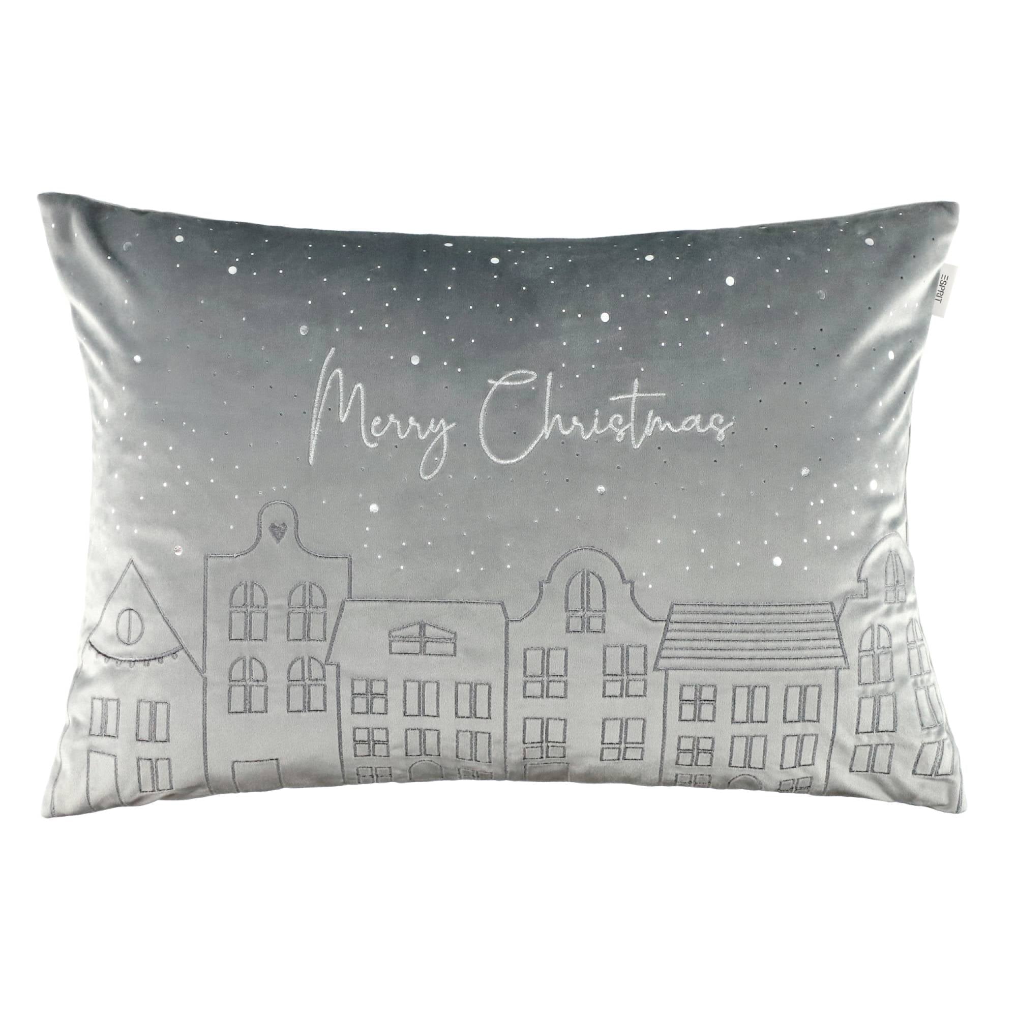 2er Set Kissenhüllen – Häuser 40x60 cm & Schneeflocke 38x38 cm – Gestickt, Winter Design