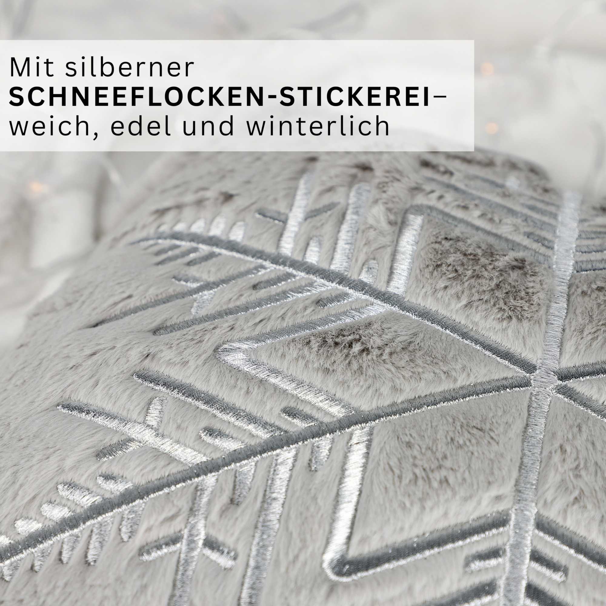 2er Set Kissenhüllen – Häuser 40x60 cm & Schneeflocke 38x38 cm – Gestickt, Winter Design