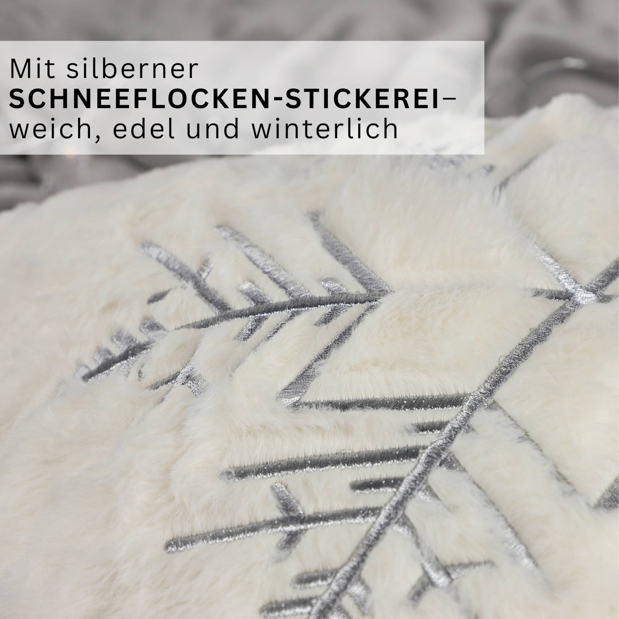 2er Set Kissenhüllen – Häuser 40x60 cm & Schneeflocke 38x38 cm – Gestickt, Winter Design
