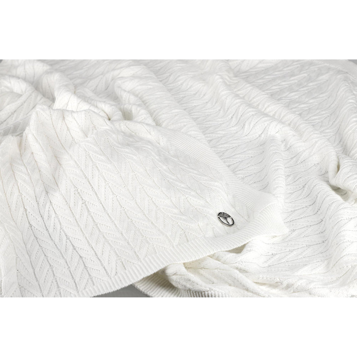 JOOP! Strickdecke WEAVELLE 130x170 cm – 100 % Baumwolle, Fischgrät- & Zopfmuster
