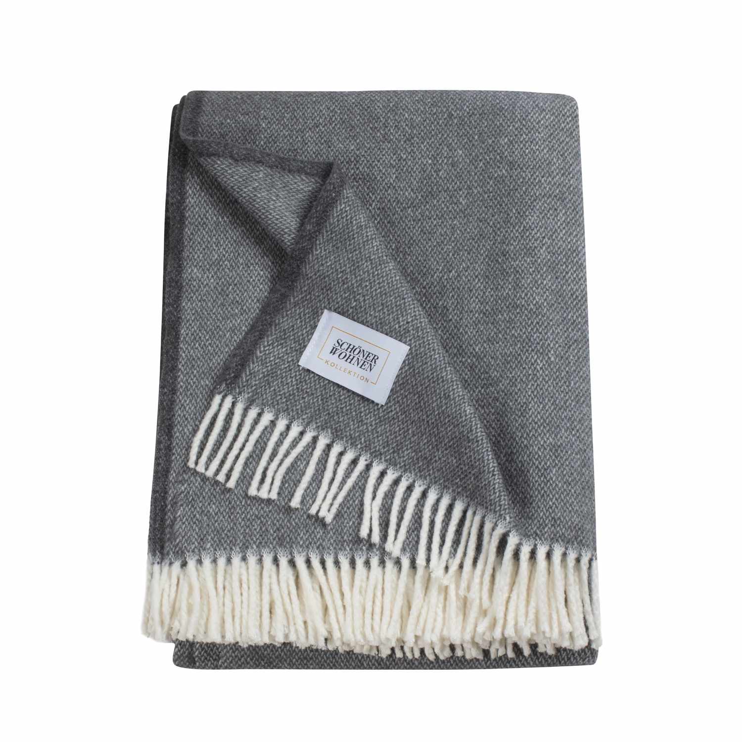 Kuscheldecke Relax • mit langen Fransen • Minimuster • 140 x 200 cm