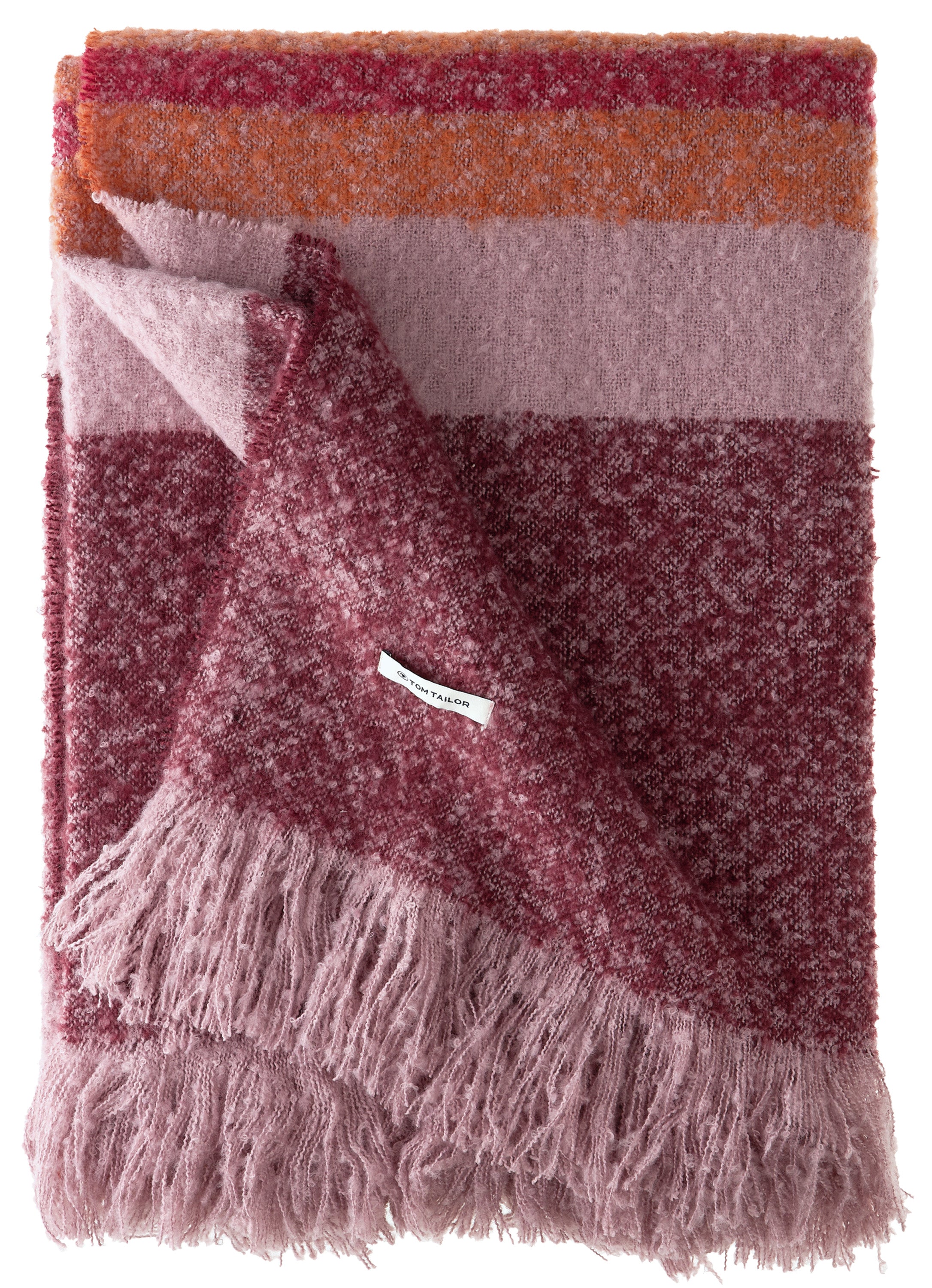 Tom Tailor Kuscheldecke aus Bouclégarn – flauschig & weich mit Fransen - 145x200cm