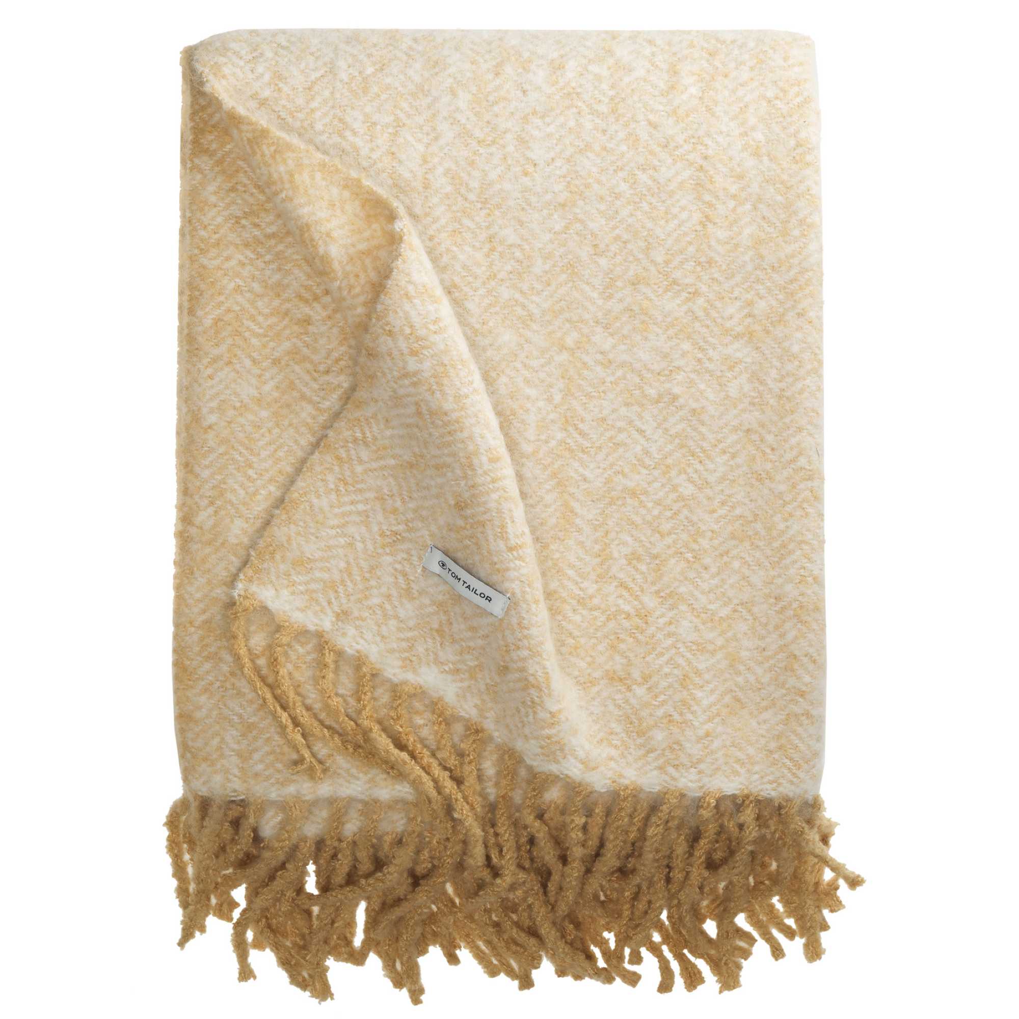 TOM TAILOR Kuscheldecke - Fischgrätenmuster mit Fransen 130x170cm