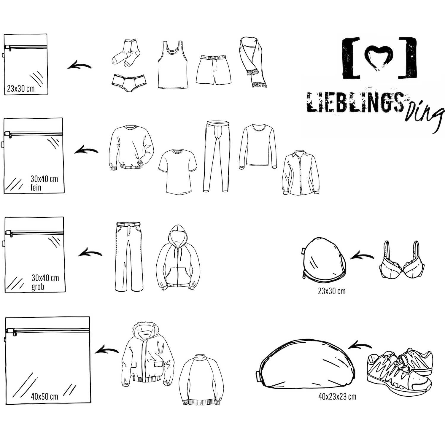 LIEBLINGS-Ding Wäschenetz – 7er Set inkl. BH & Schuh