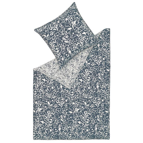 Renforcè Bettwäsche mit floralem Muster aus nachhaltigerer Baumwolle-Ganzjahresbettwäsche-ESPRIT-Navy-135 x 200 cm-Wohndirect - Fußmatten, Badematten und mehr