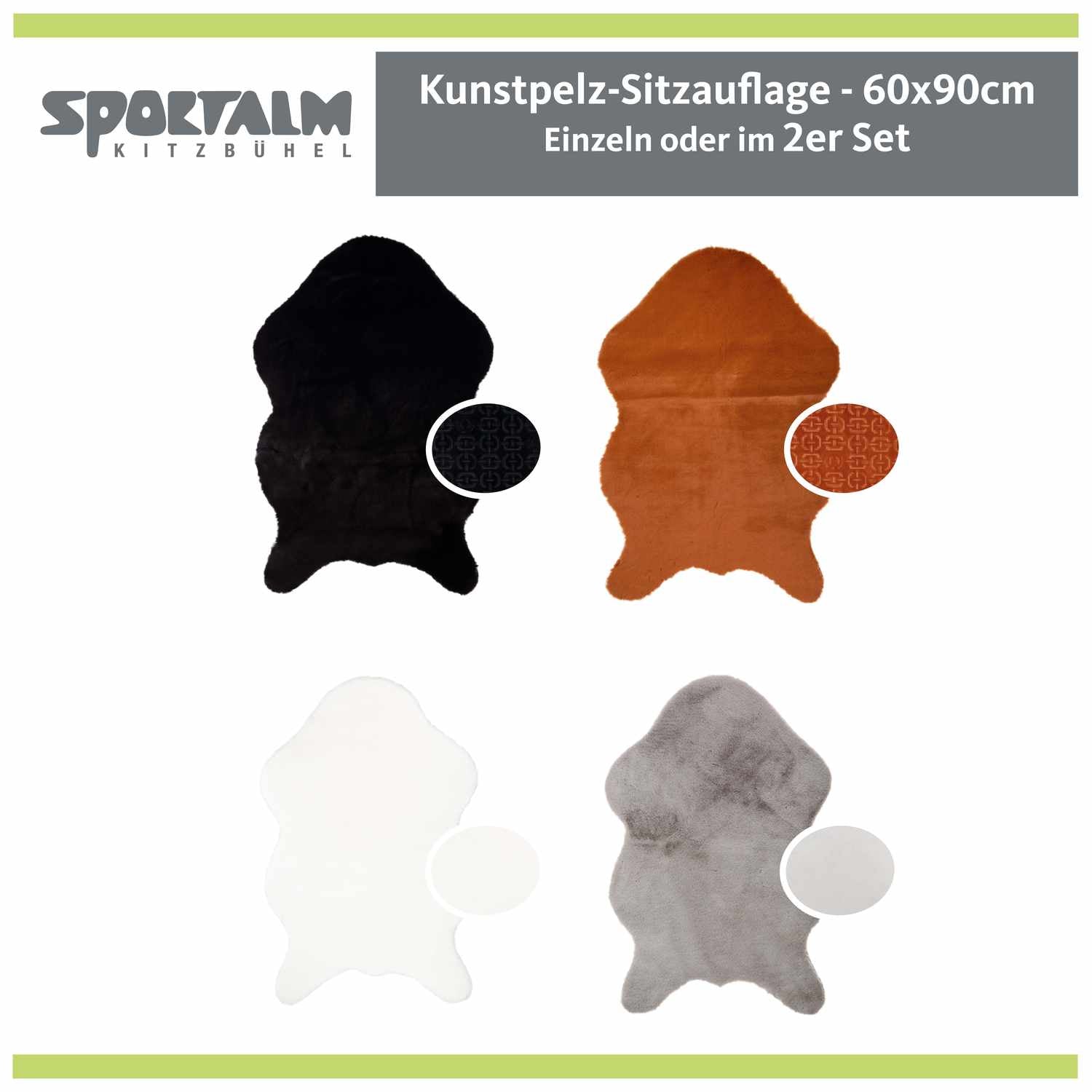 kuschelige Sitzauflage • einfarbiges Kunstfell • waschbar • 60 x 90 cm