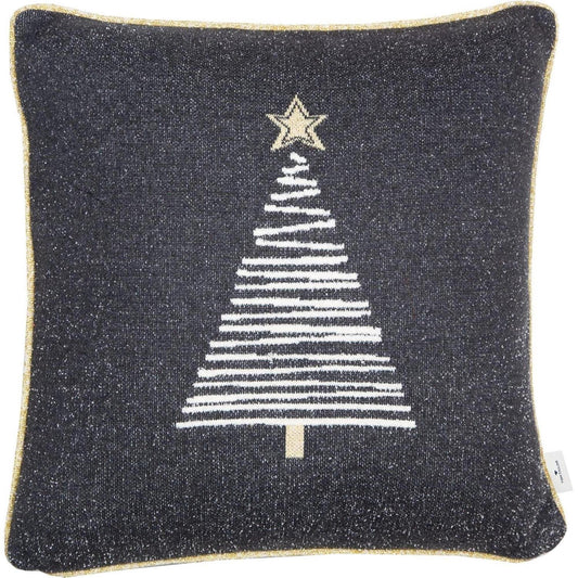 Kissenhülle Knitted ShinyTree • mit Weihnachtsbaum • 100% Baumwolle • 45 x 45 cm