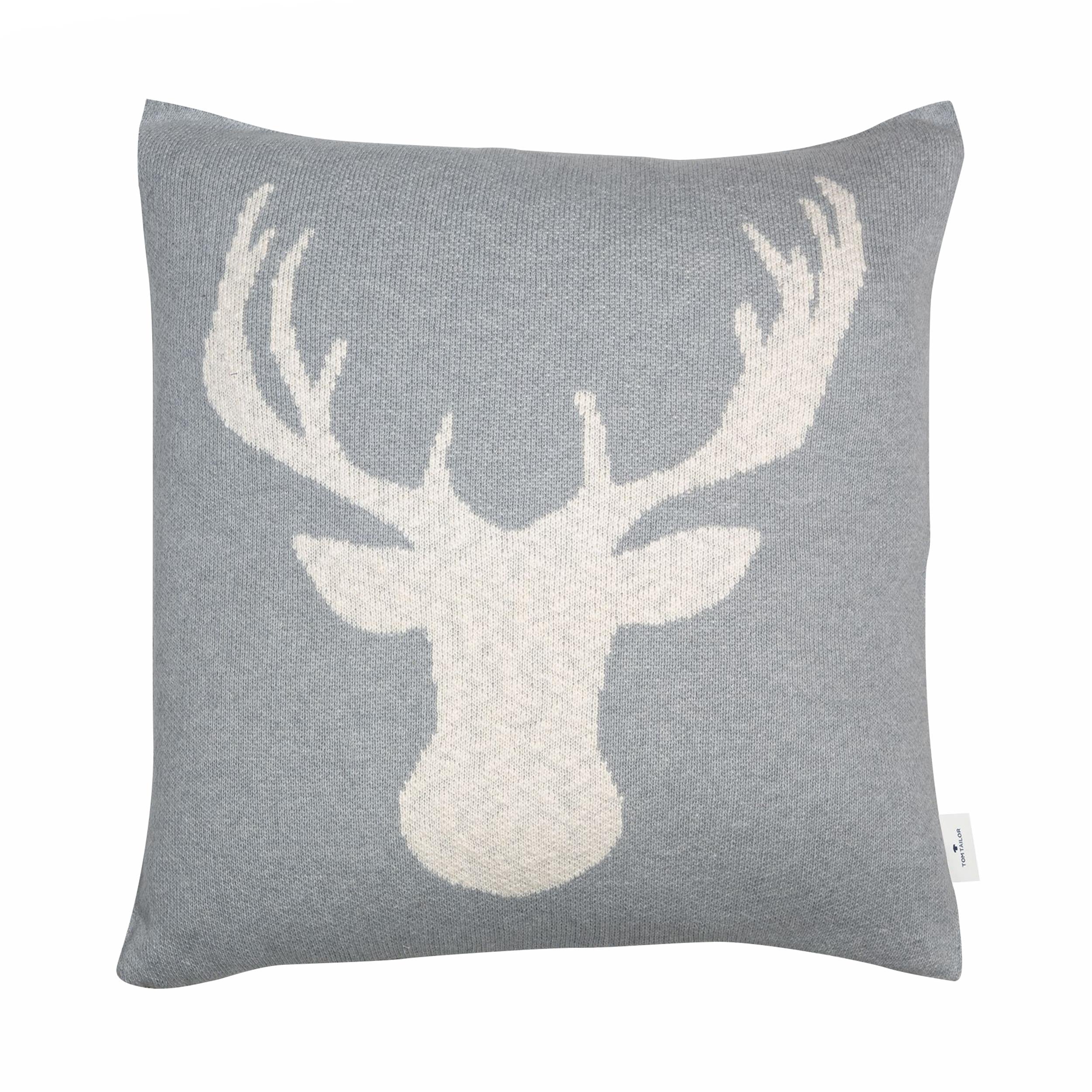 Kissenhülle Knitted Reindeer Head • weihnachtlicher Rentierkopf • 100% Baumwolle • 45 x 45 cm