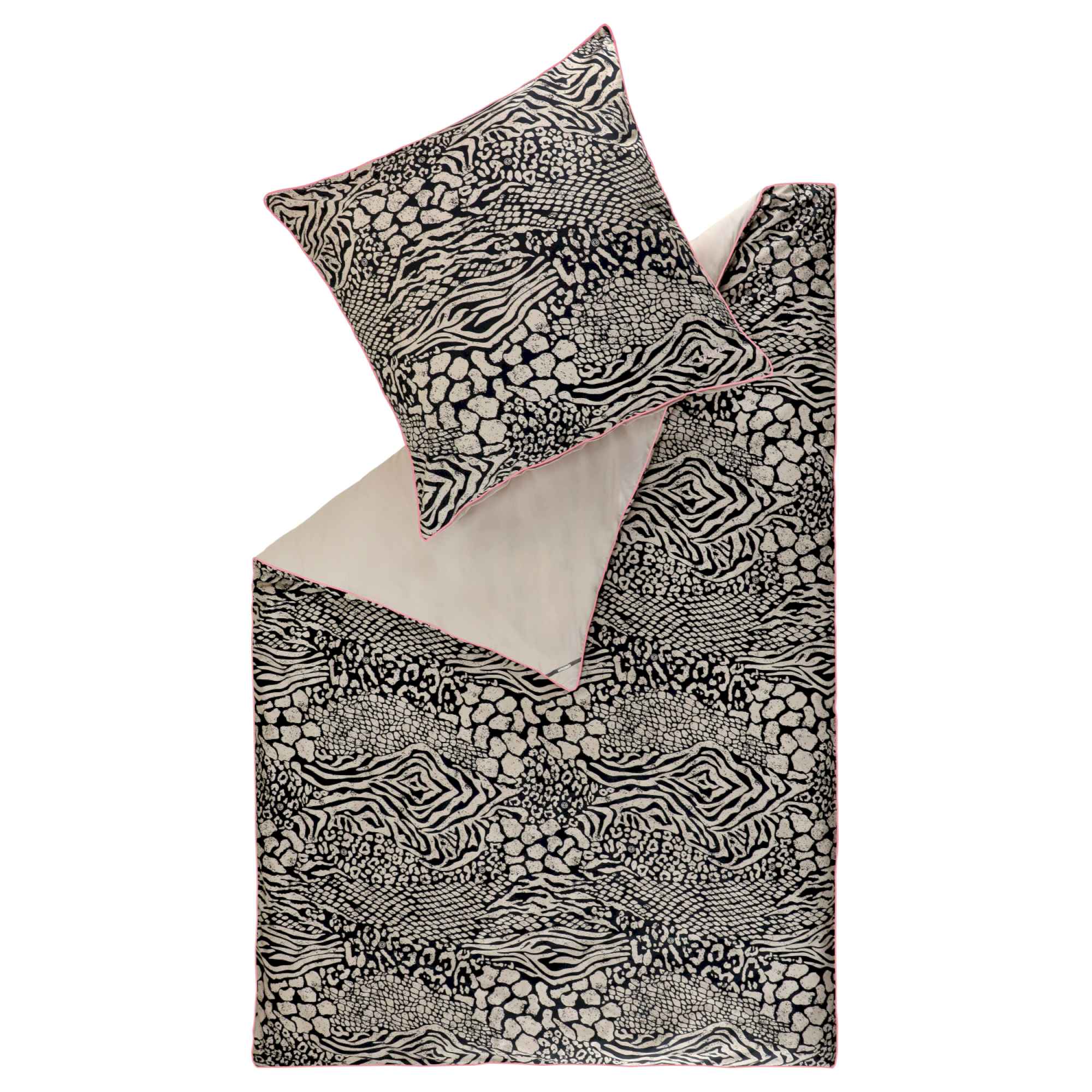 Elegante Sportalm Satin Bettwäsche – Animalprint & Paspel