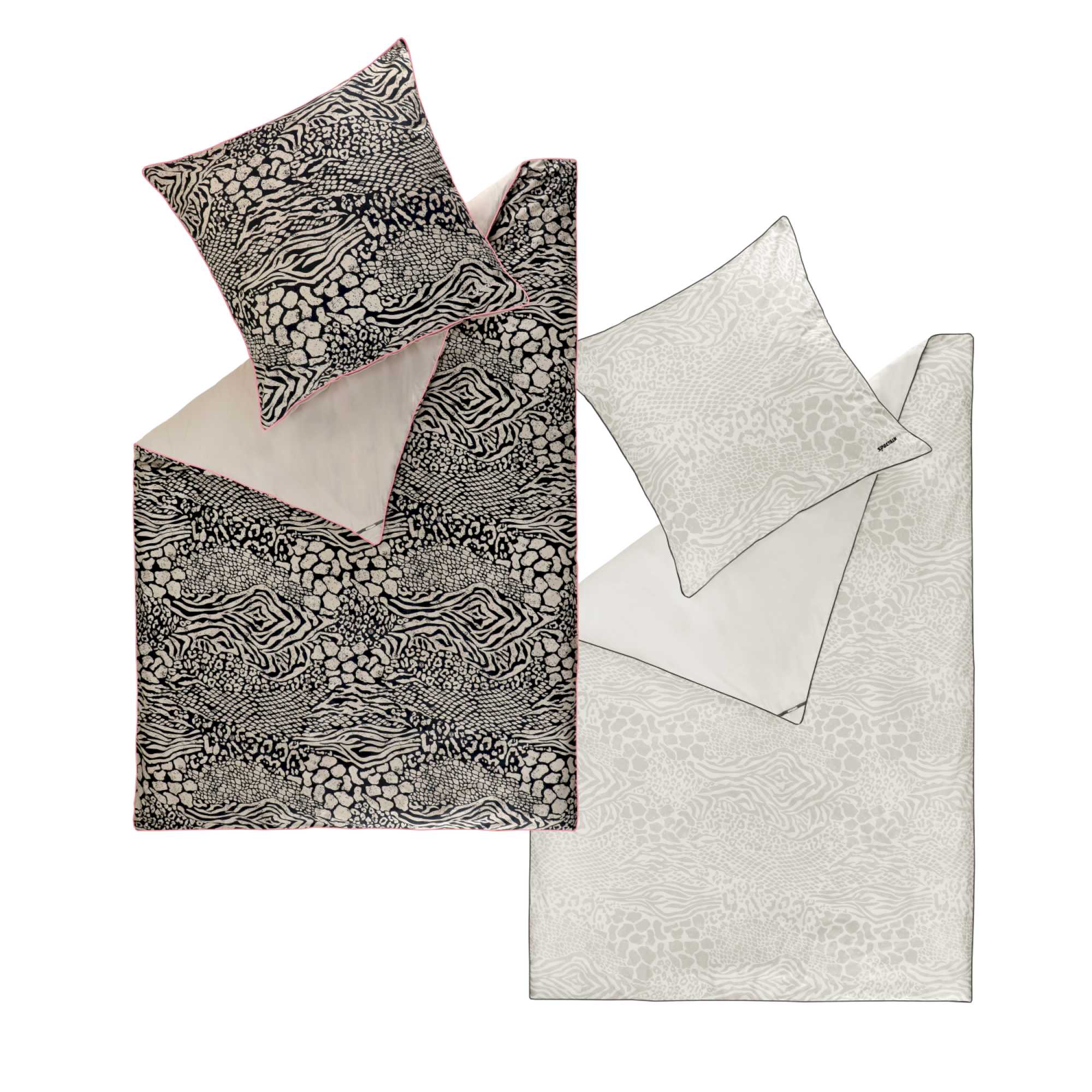 Elegante Sportalm Satin Bettwäsche – Animalprint & Paspel