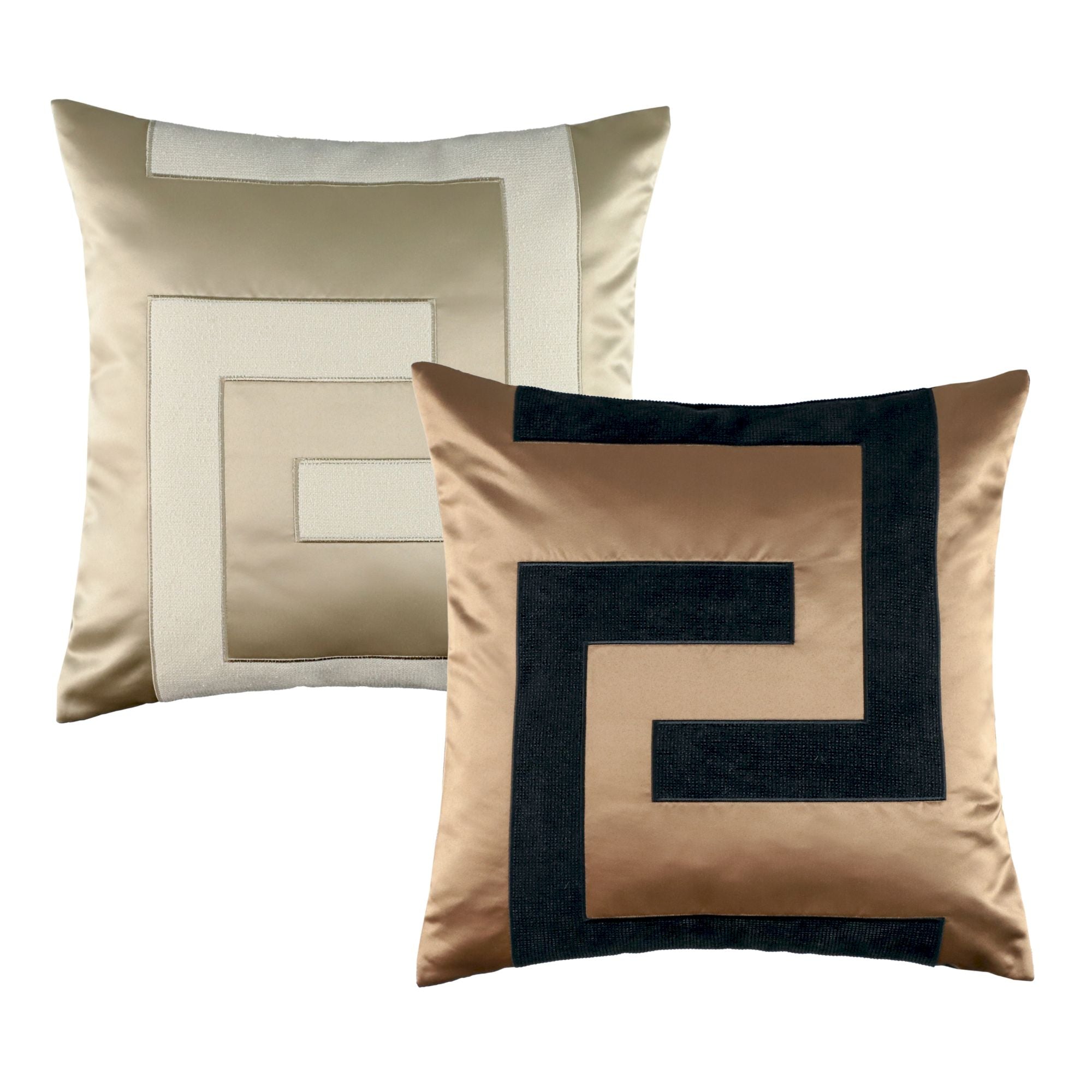 Zierkissenhülle von Sportalm, 50x50 cm – edles Design, Satin & Struktur in Braun/Beige