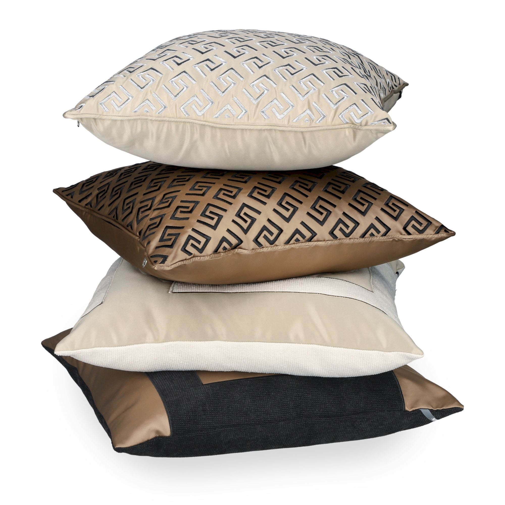Zierkissenhülle von Sportalm, 50x50 cm – edles Design, Satin & Struktur in Braun/Beige