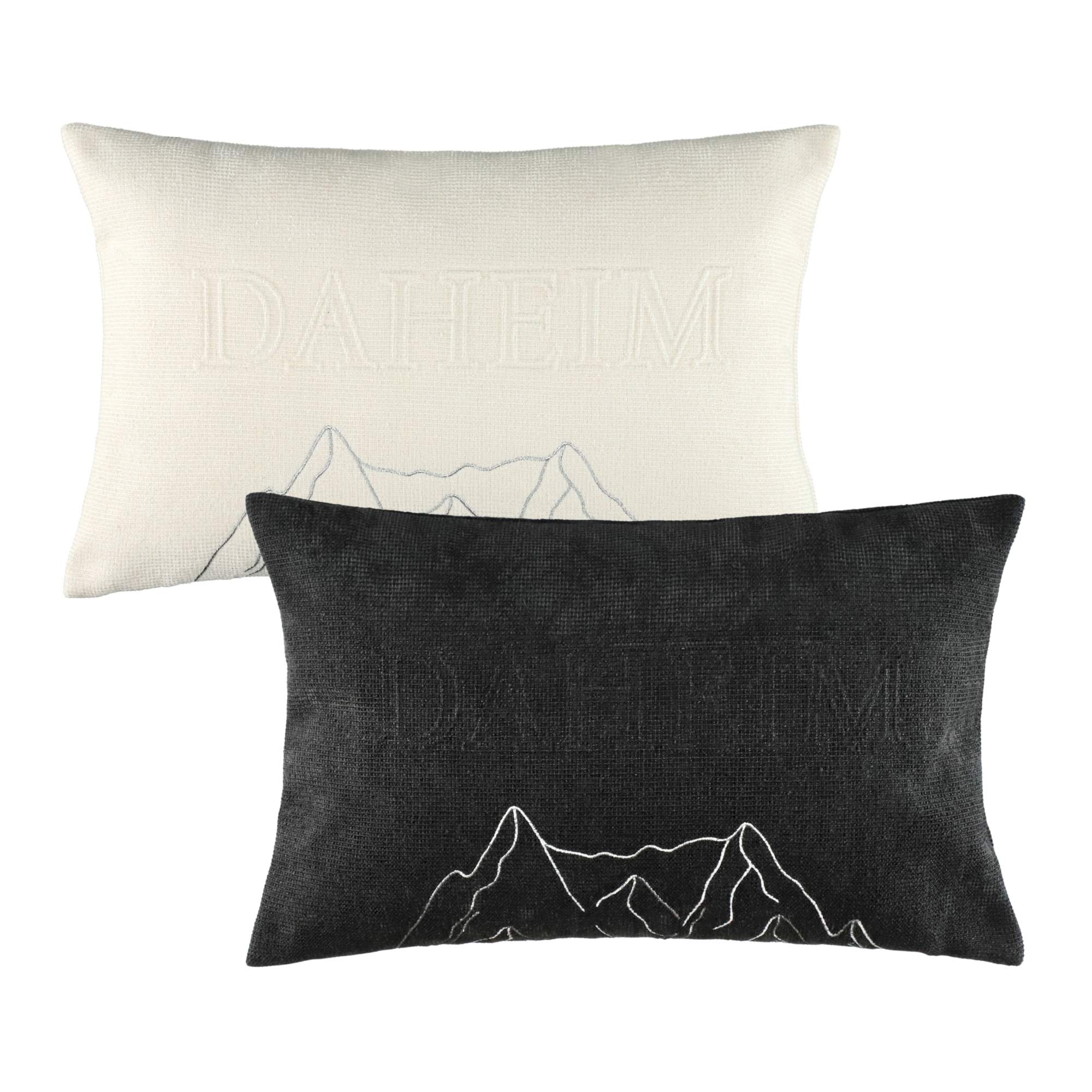 Edle Zierkissenhülle Sportalm 30x50 cm mit Bergmotiv & Schriftzug – modern & alpin