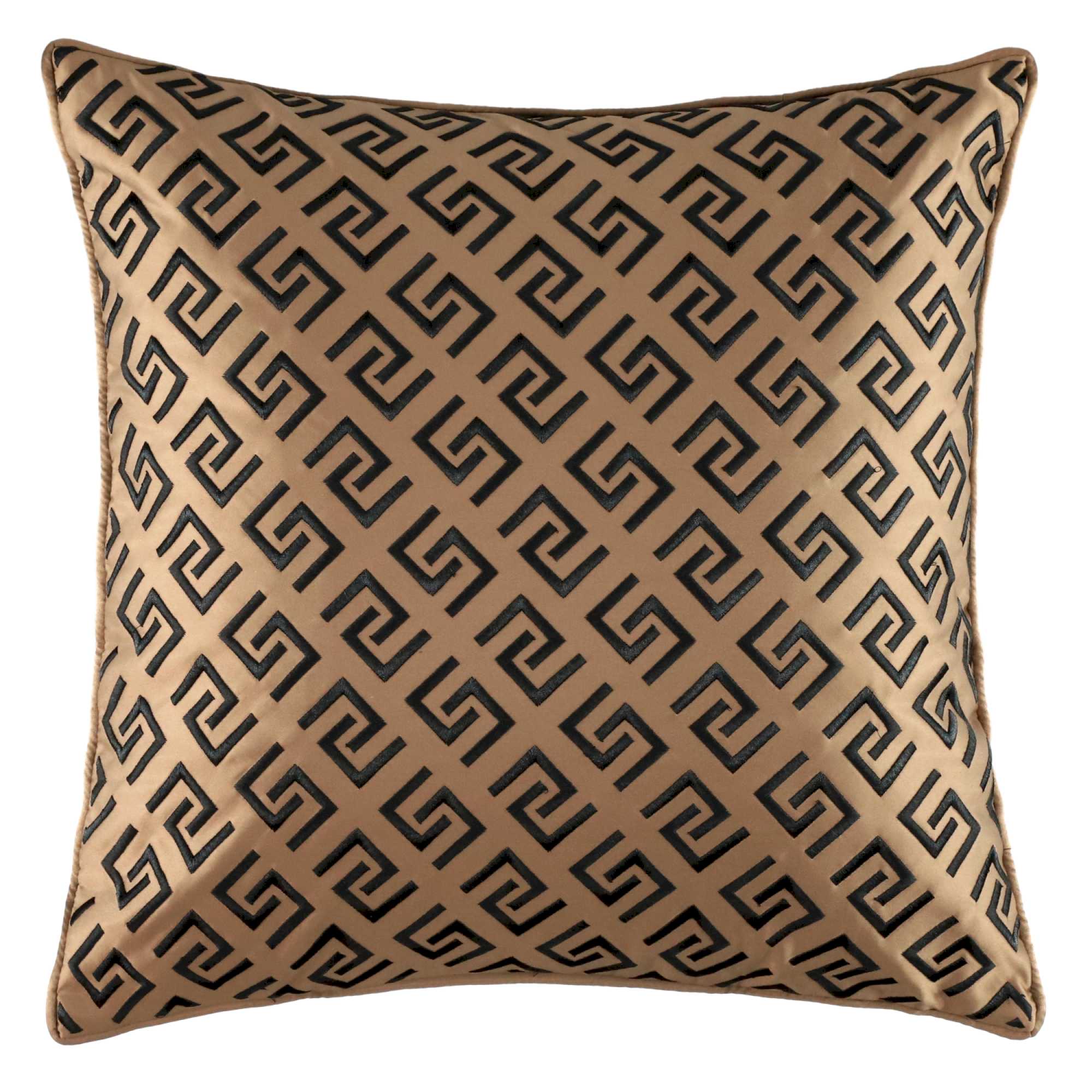 Sportalm Zierkissenhülle 45x45 cm mit grafischer Stickerei – modernes Satin-Design in Beige/Braun