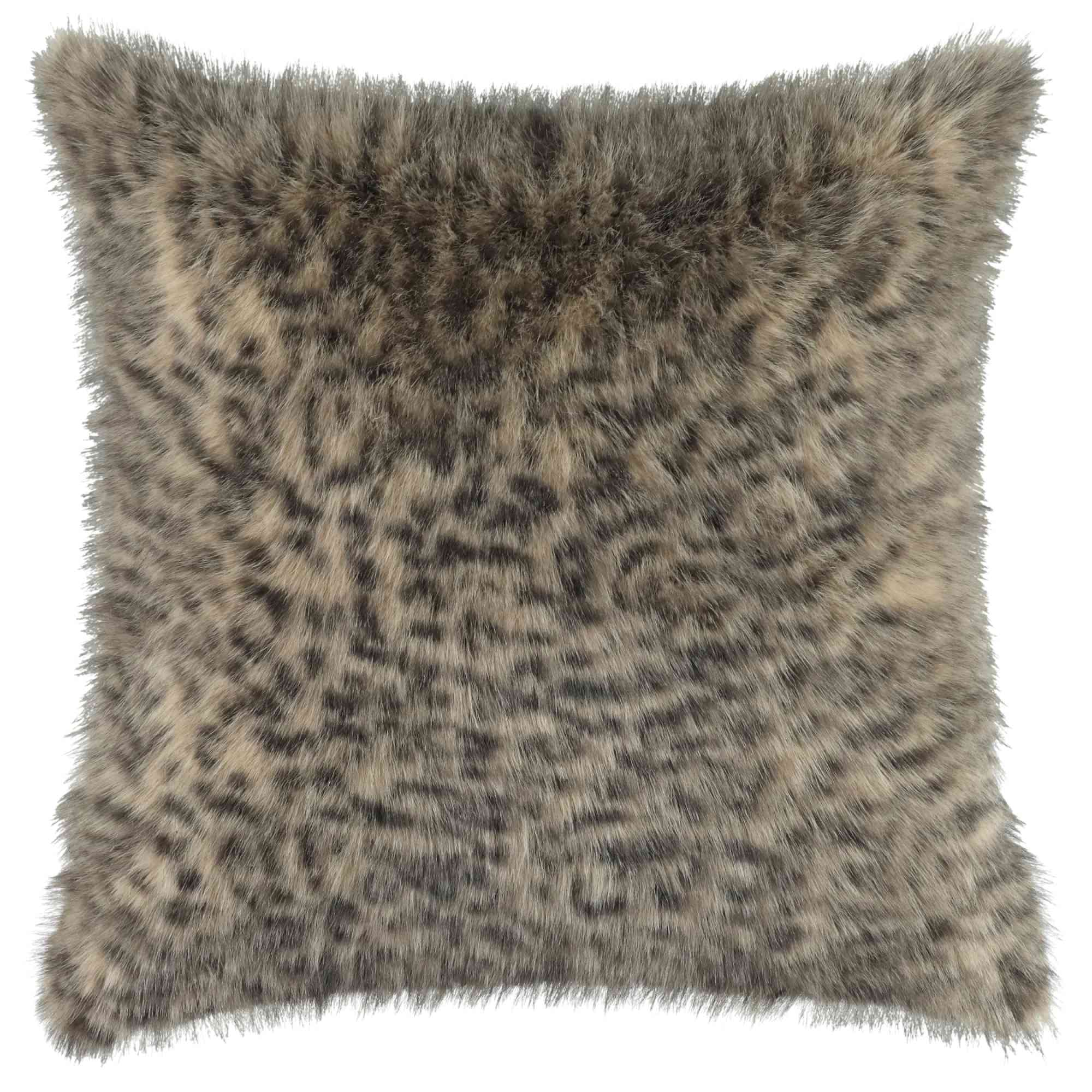 Sportalm Kissenhülle 50x50 cm – Kunstfell Leopard & Velour, greige, waschbar