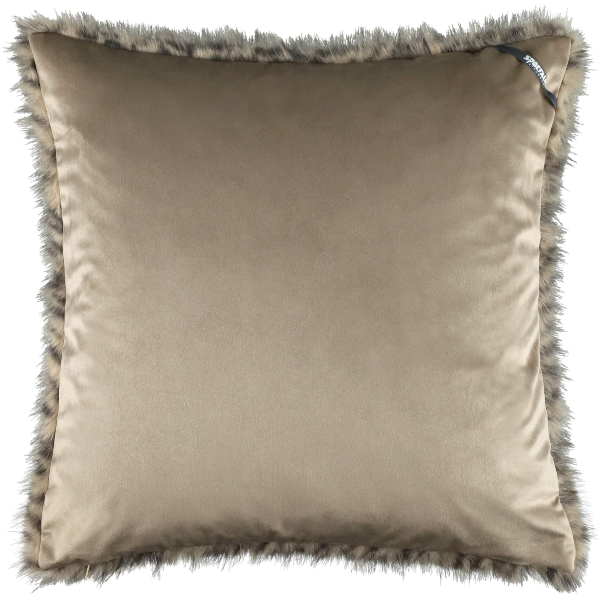 Sportalm Kissenhülle 50x50 cm – Kunstfell Leopard & Velour, greige, waschbar