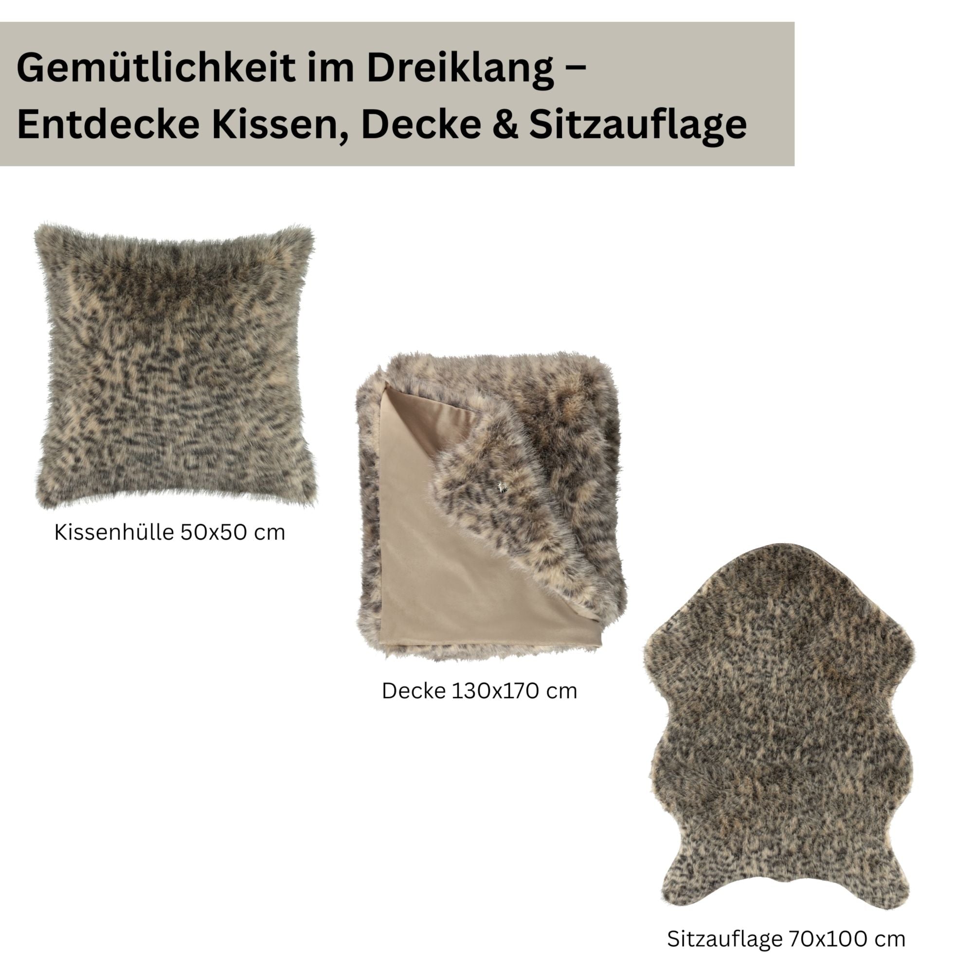 Luxuriöse Sitzauflage Sportalm 70x100 cm mit Leopardenmuster – weiches Kunstfell & Velours