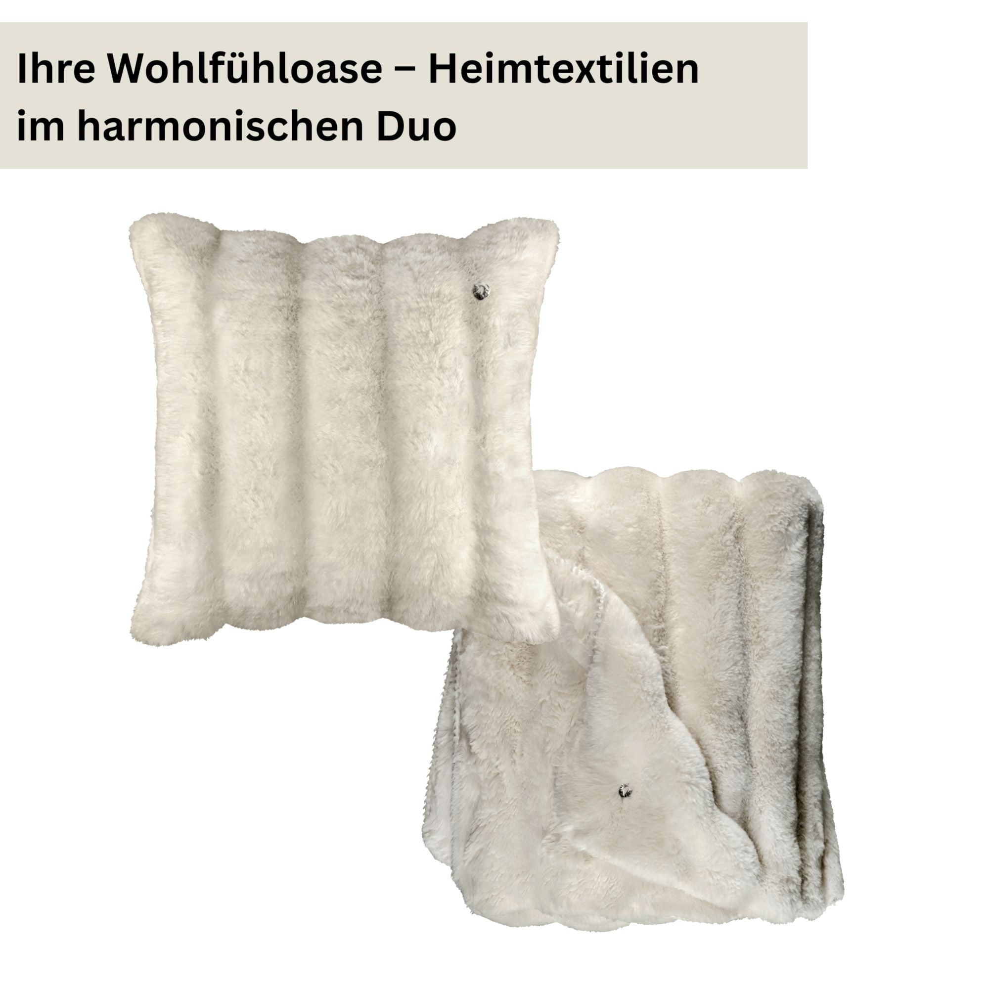 Luxuriöse Wohndecke aus Fake Fur in Greige – extra weich, pflegeleicht & elegant