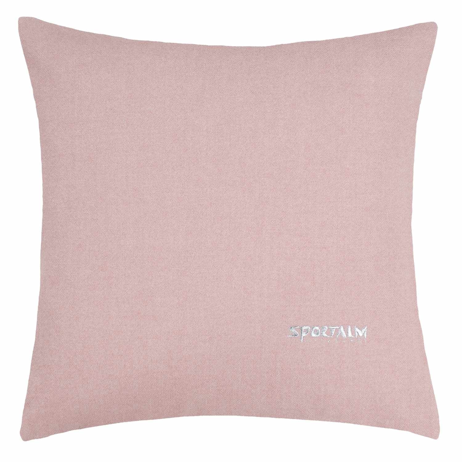 Zierkissenhülle Soft Skills • Stoff in Filzoptik • einfarbig beige mit gesticktem Schriftzug oder Signet-Logo • 2 Größen