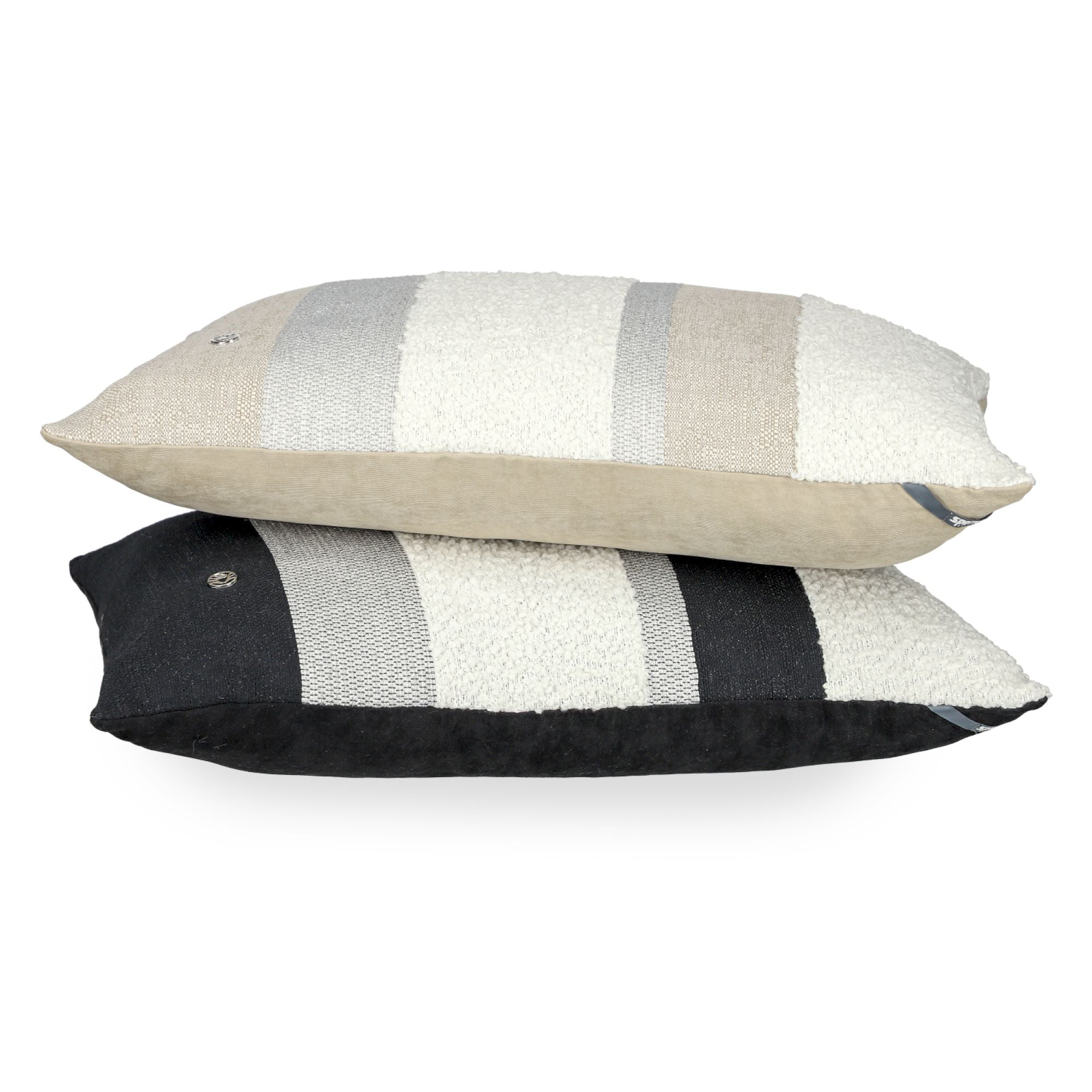 Sportalm Kissenhülle im eleganten Design, Bouclé & Metallic-Garn, in den Größen 38x58cm & 50x50cm – Schwarz & Beige