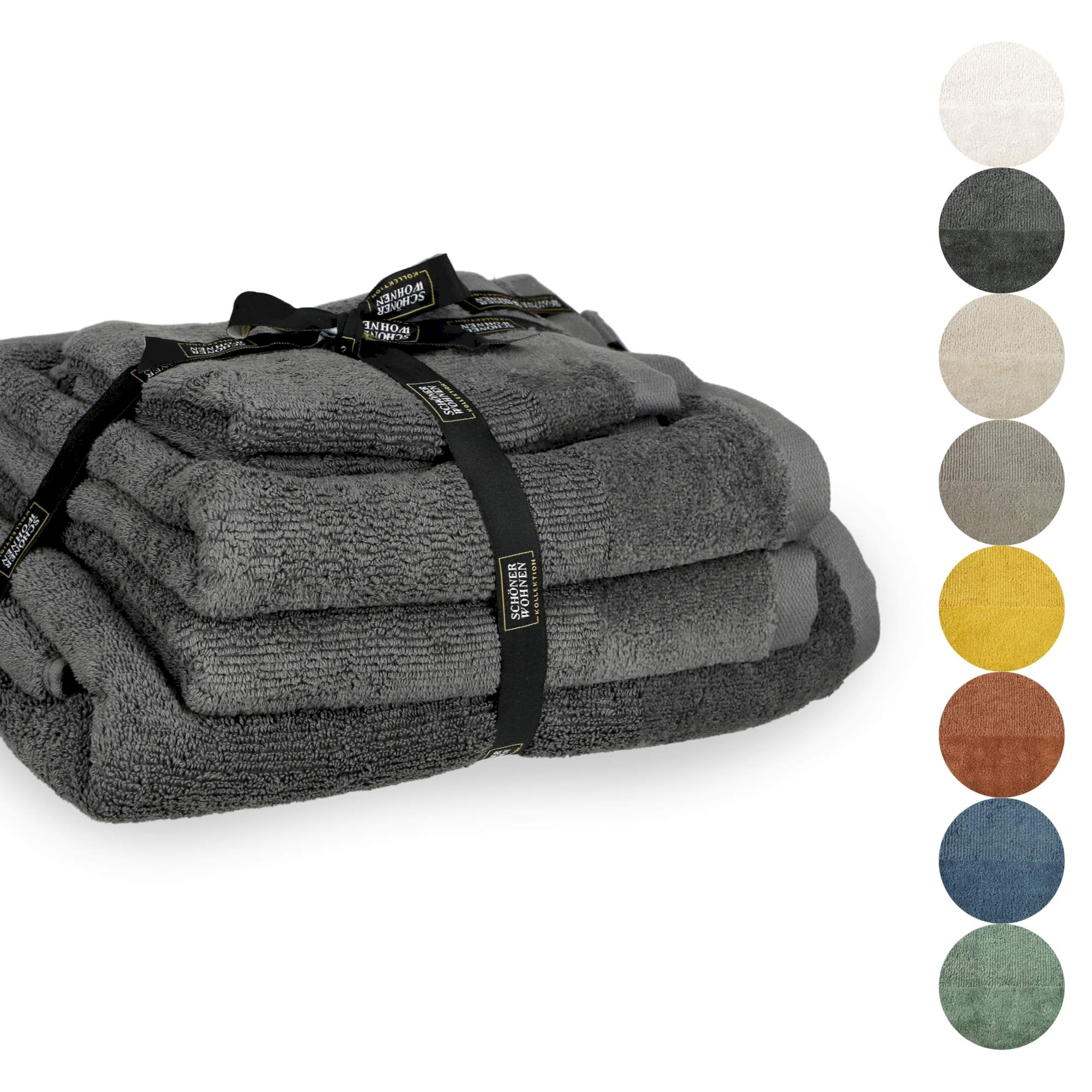 Handtuch 5er Set Sense • 2 Gästehandtücher, 2 Handtücher, 1 Duschtuch • 100% Baumwolle