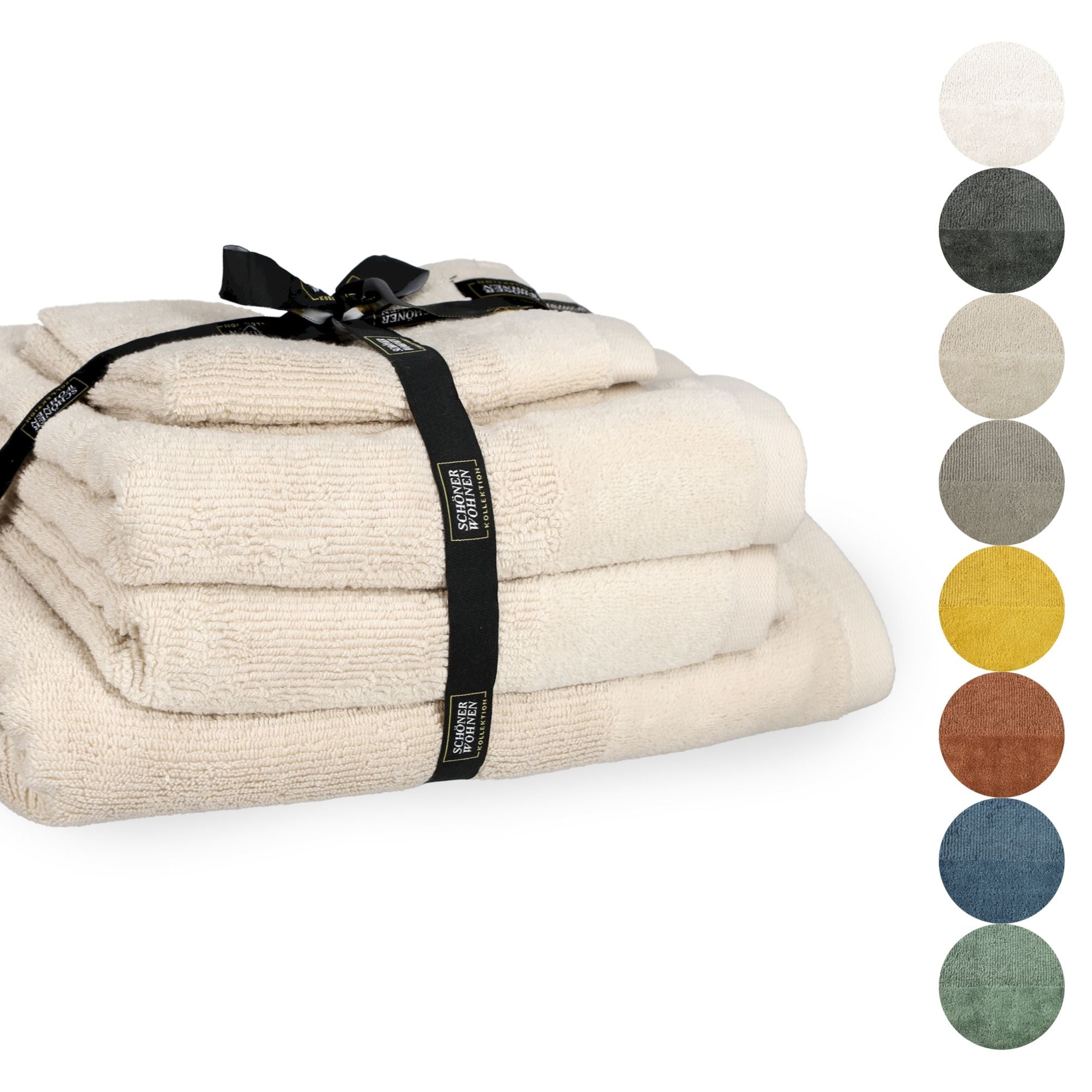 Handtuch 5er Set Sense • 2 Gästehandtücher, 2 Handtücher, 1 Duschtuch • 100% Baumwolle