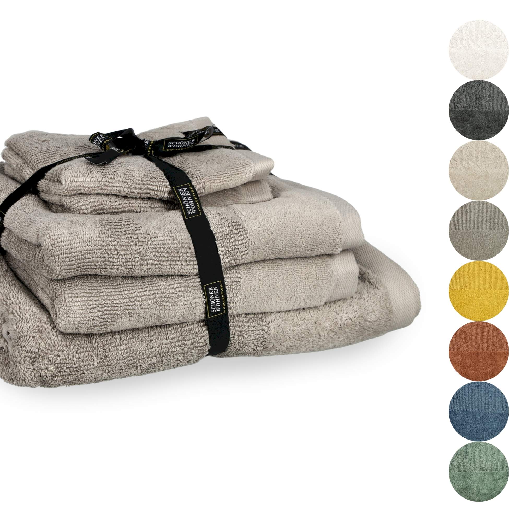 Handtuch 5er Set Sense • 2 Gästehandtücher, 2 Handtücher, 1 Duschtuch • 100% Baumwolle