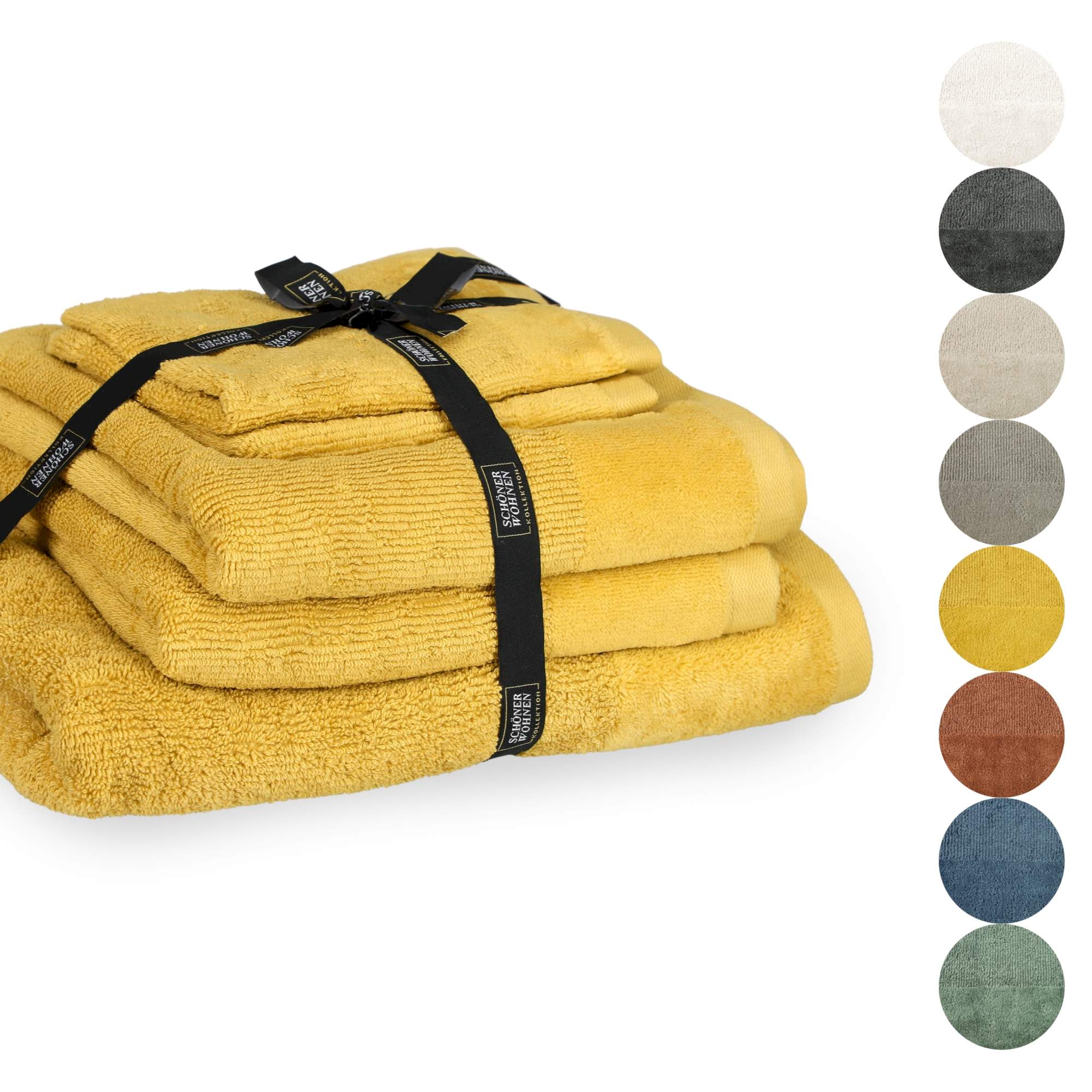 Handtuch 5er Set Sense • 2 Gästehandtücher, 2 Handtücher, 1 Duschtuch • 100% Baumwolle